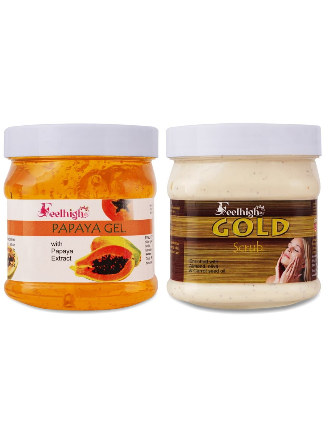 FEELHIGH Set of Papaya Gel & Gold Face Scrub - 500 ml each