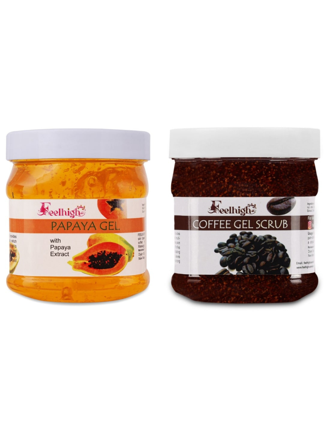FEELHIGH Set of Papaya Gel & Coffee Gel Scrub - 500 ml each