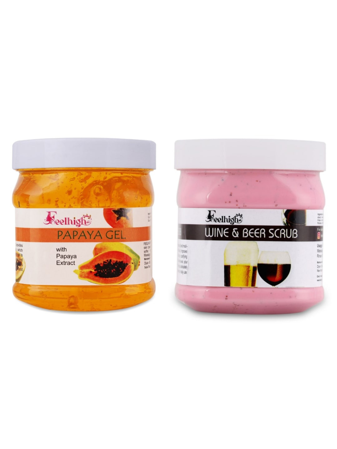 FEELHIGH Set of Papaya Gel & Wine-Beer Scrub - 500 ml each