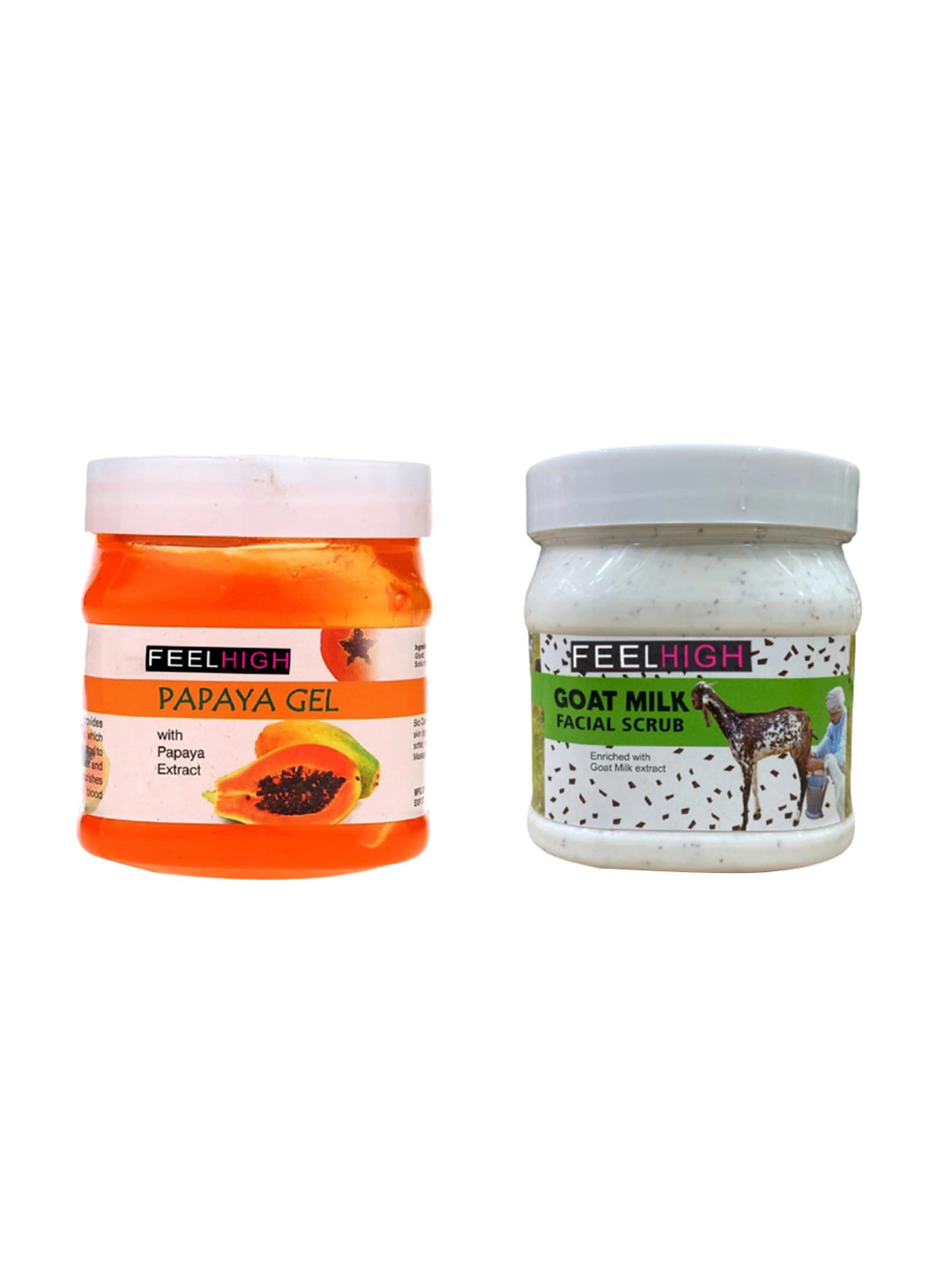 FEELHIGH Set of Papaya Gel & Goat Milk Face Scrub - 500 ml each
