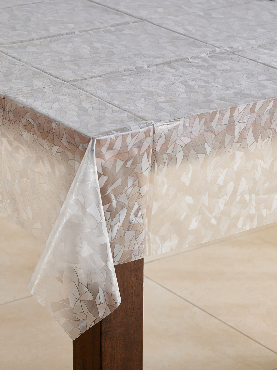 Home Centre Corsica Transparent Floral Printed PVC 4-Seater Table Cover