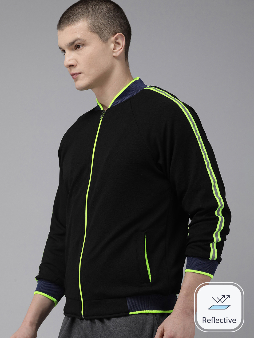 VOXATI Men Striped Reflective Sporty Jacket