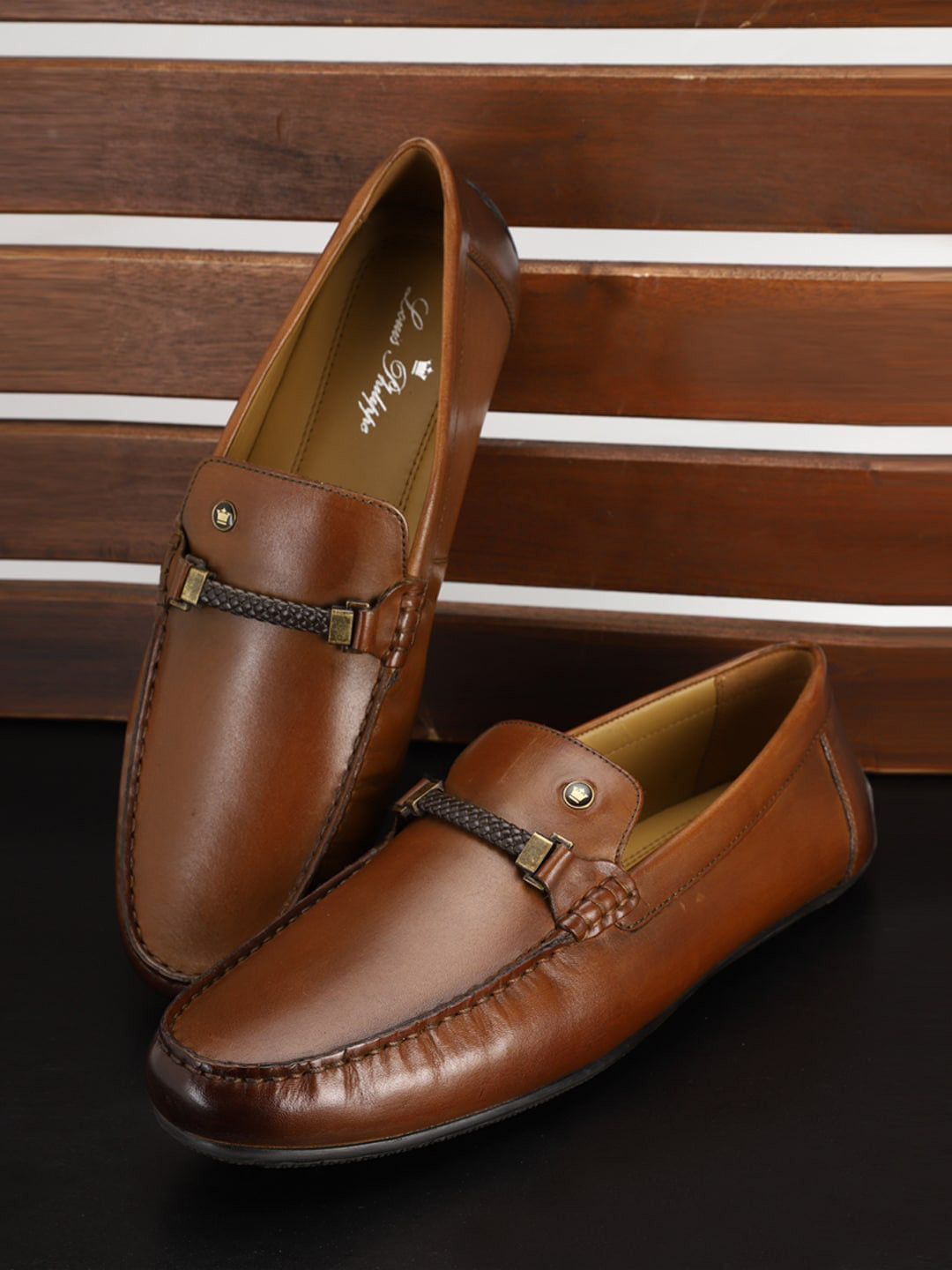 Louis Philippe Men Leather Horsebit Loafers