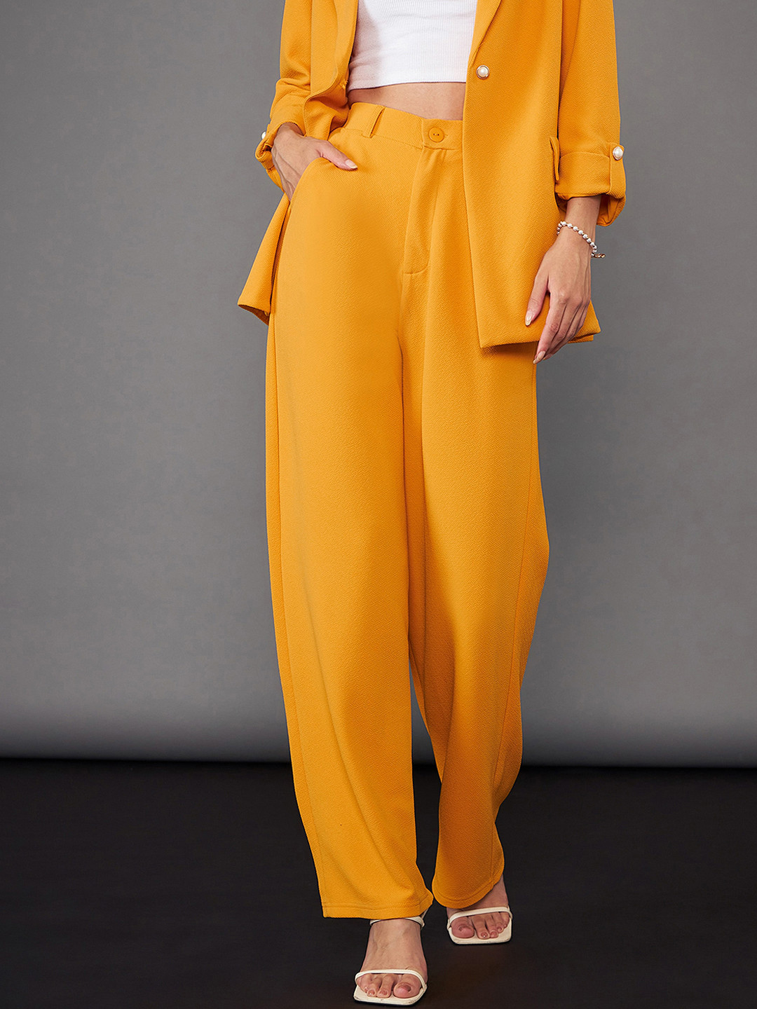 SASSAFRAS worklyf Women High-Rise Parallel Wide Leg Trousers