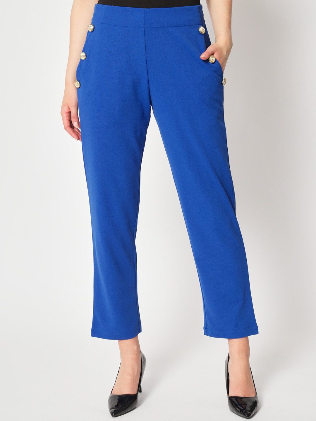 Zastraa Women Peg Leg Slim Fit High-Rise Trousers