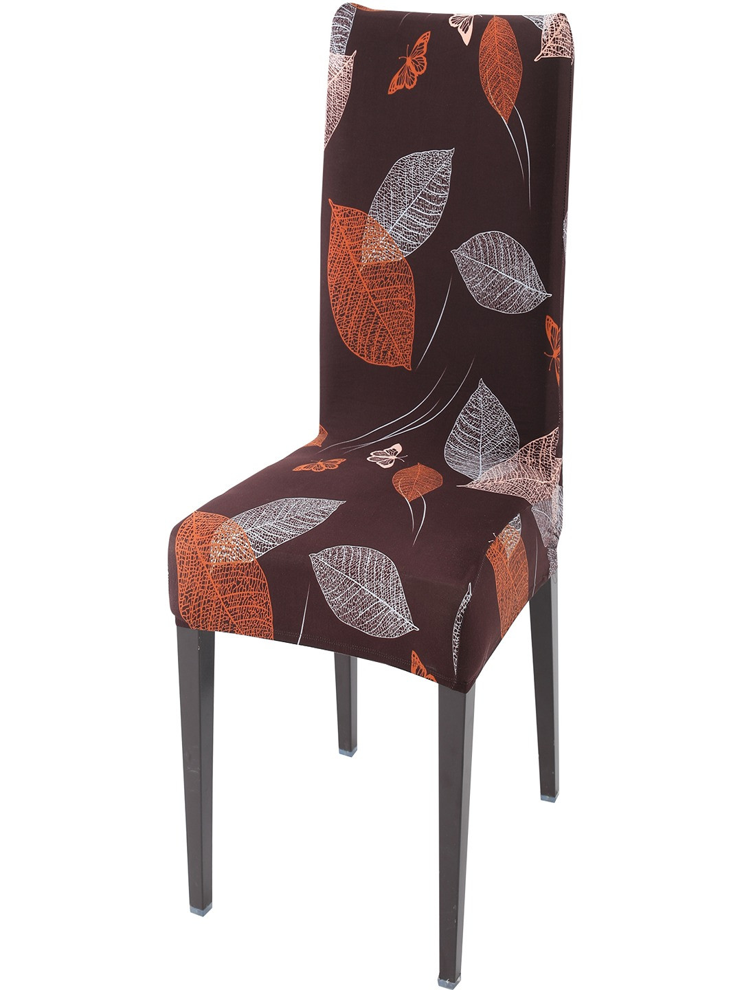 HOKIPO Brown Printed Stretchable Chair Cover