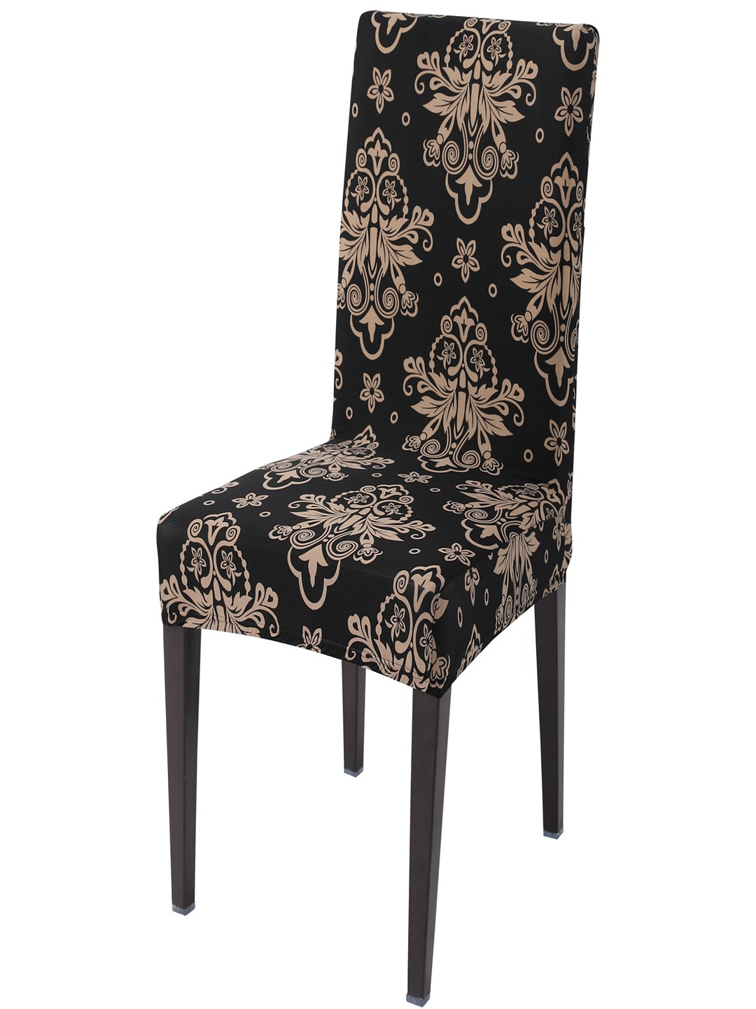 HOKIPO Black & Brown Printed Stretchable Chair Covers