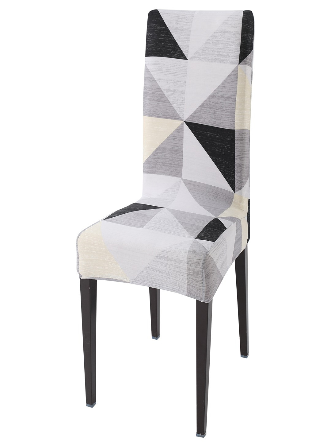 HOKIPO Grey & Black Printed Stretchable Chair Cover