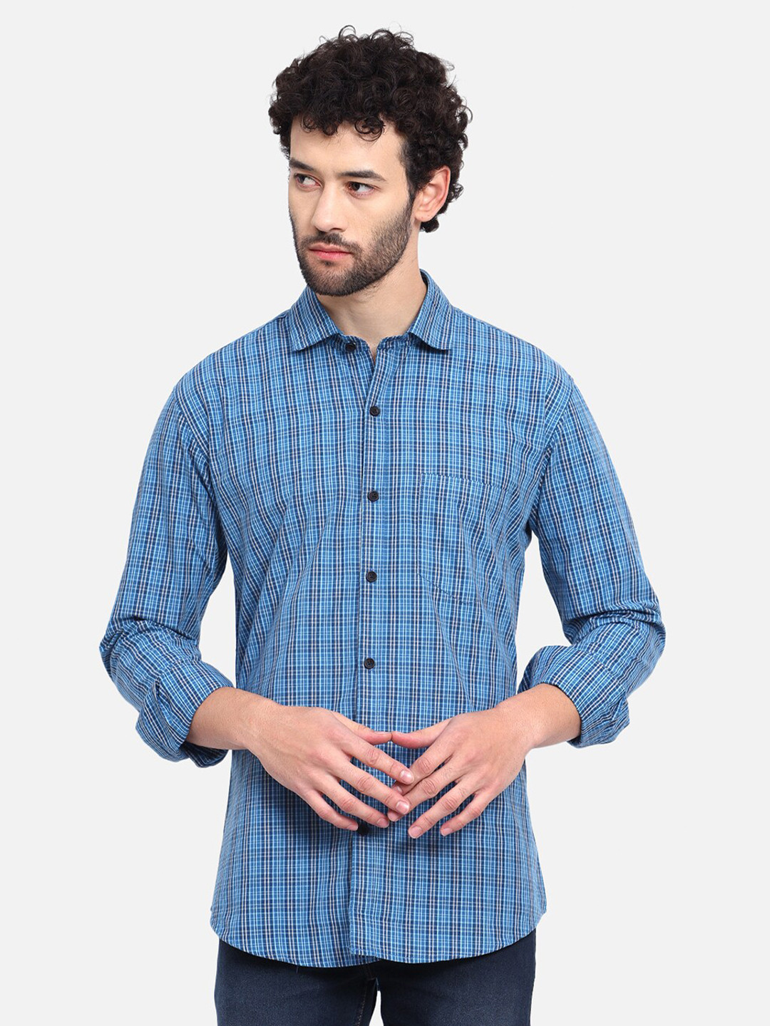 DEZANO Premium Micro Checked Cotton Casual Shirt