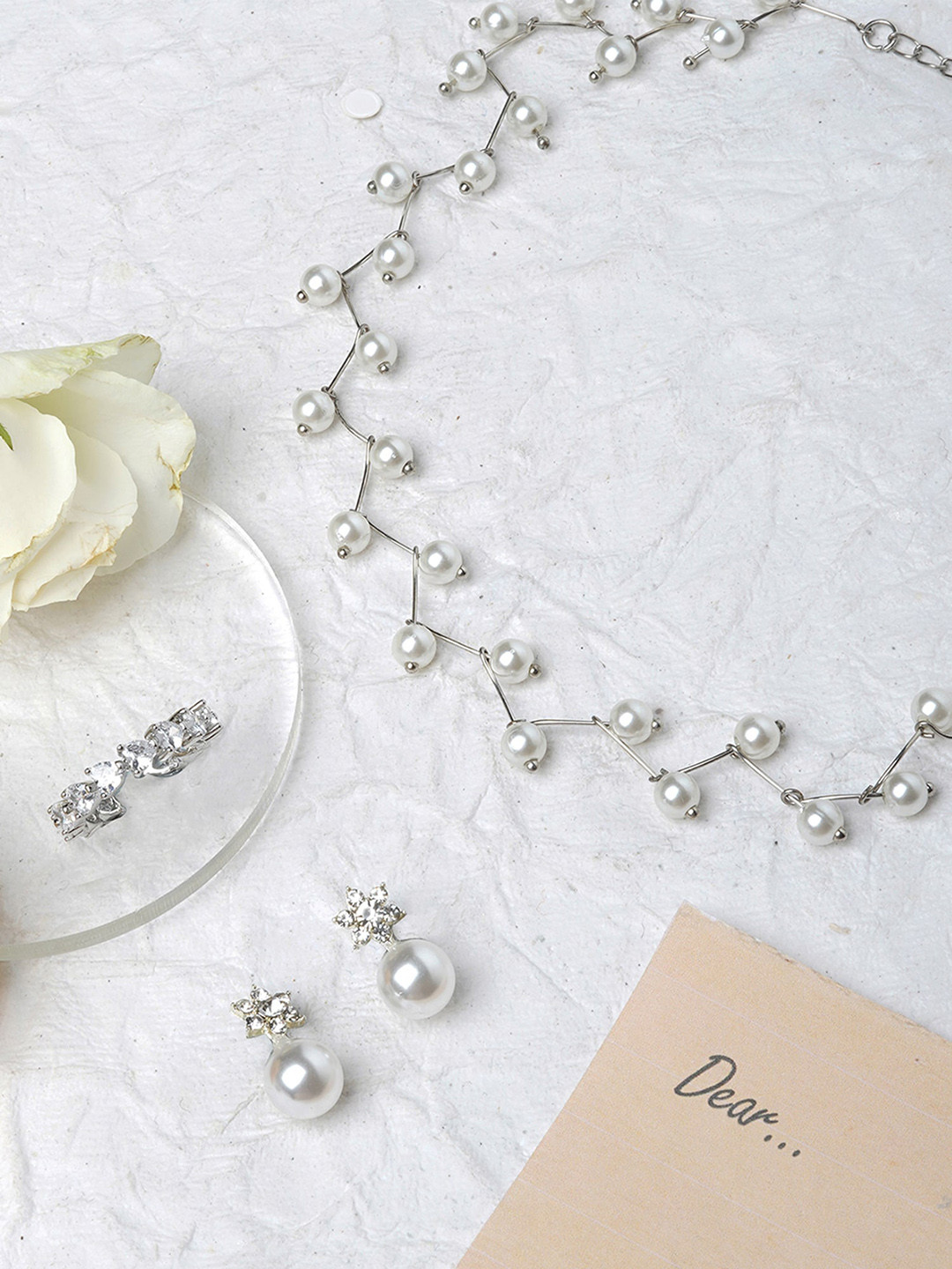 JOKER & WITCH Silver-Plated Artificial Stones & Beads-Studded Jewellery Set