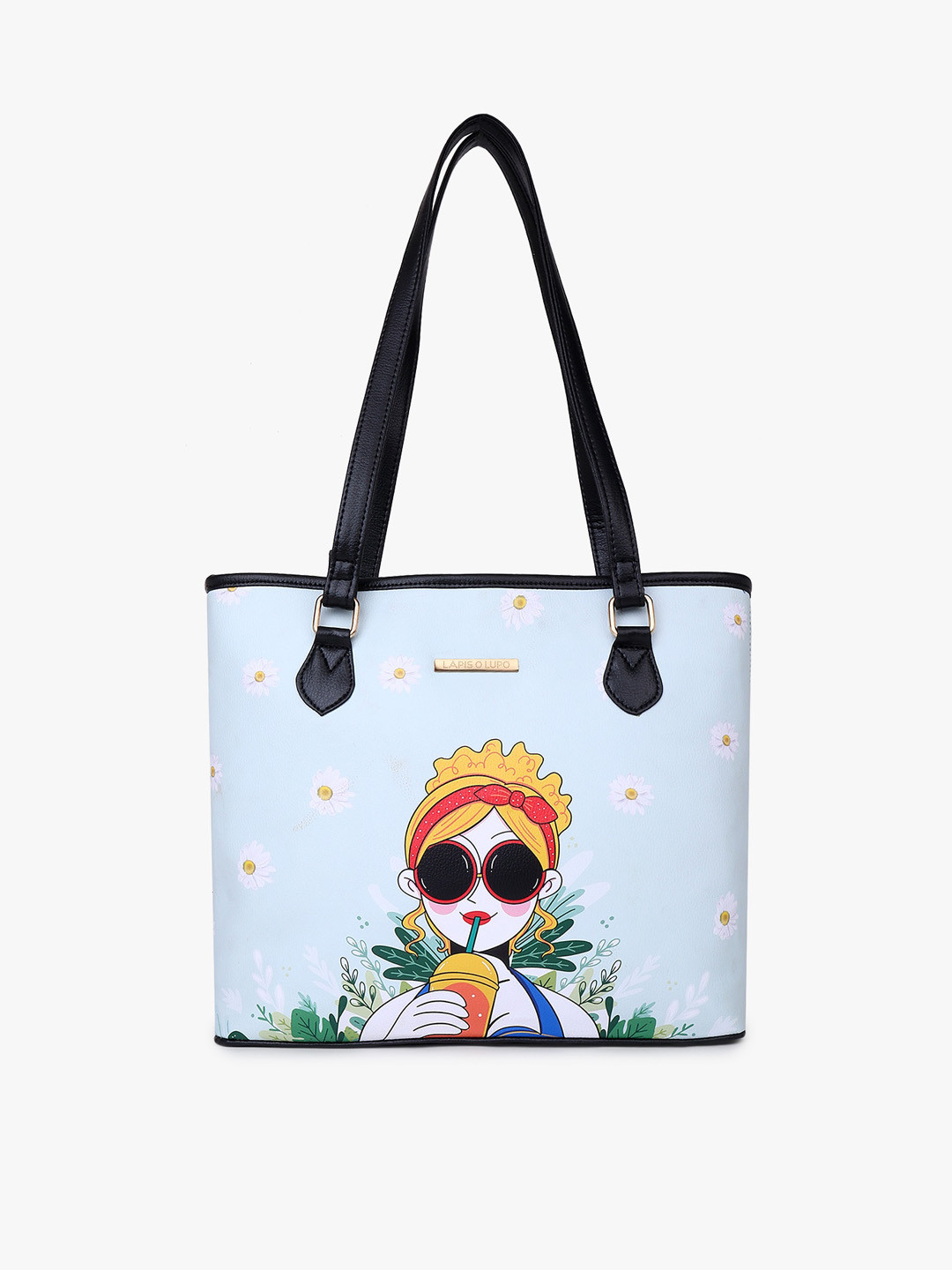 Lapis O Lupo Graphic Printed Structured Shoulder Bag