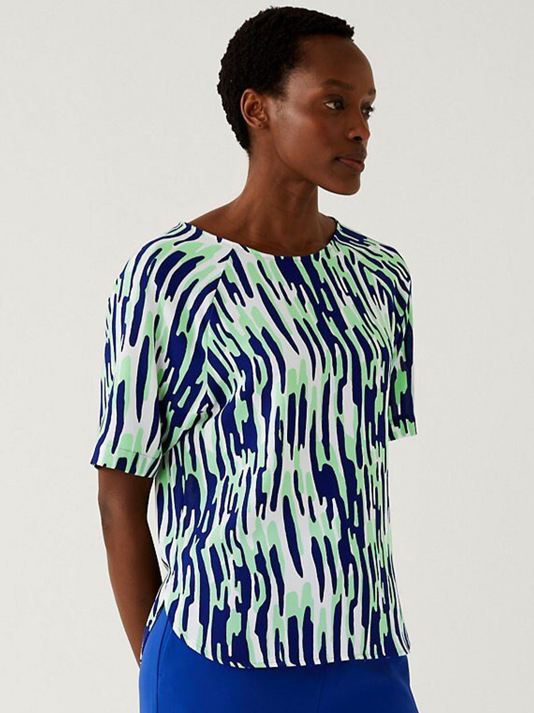 Marks & Spencer Abstract Printed Raglan Sleeves T-shirt