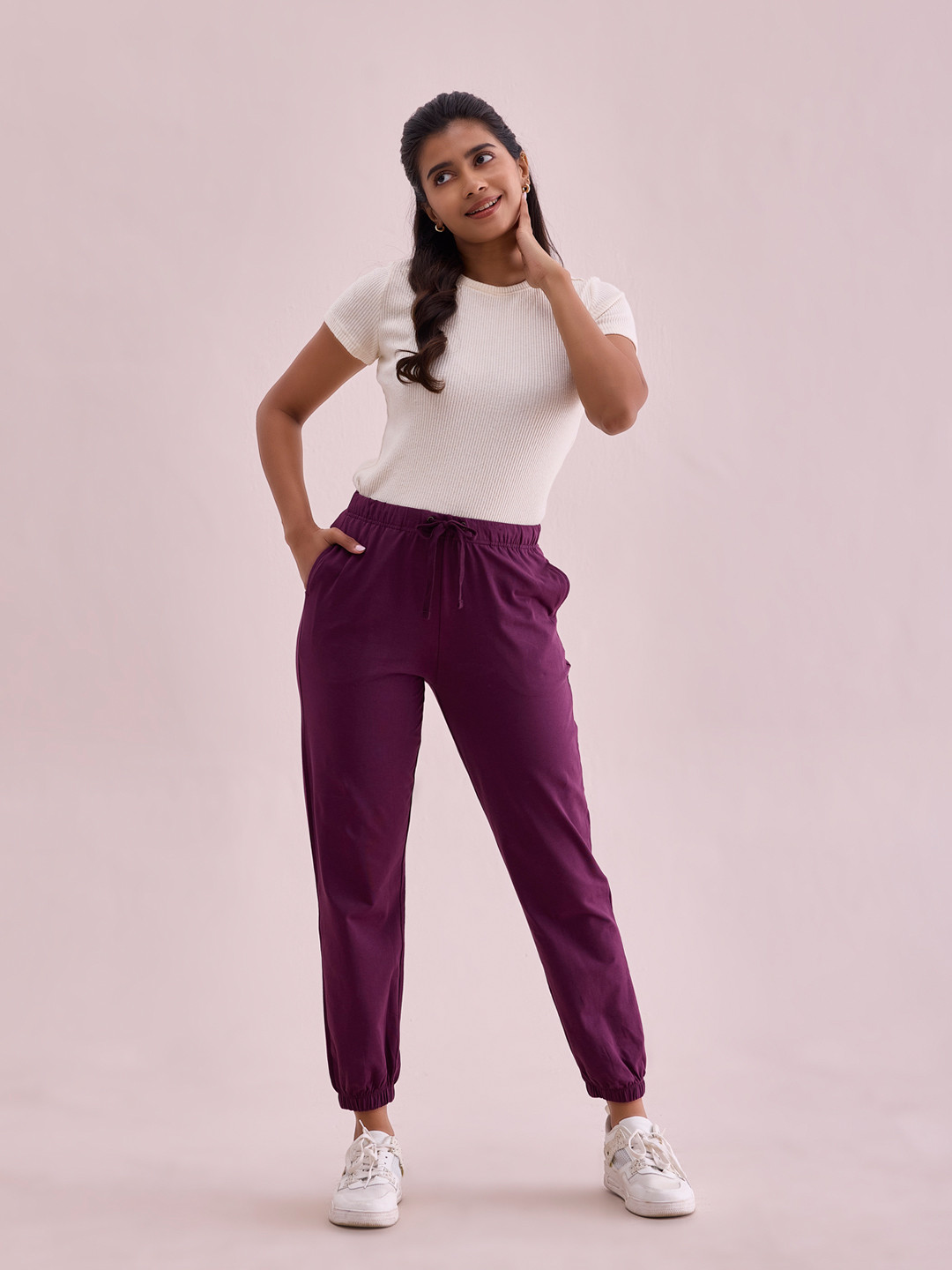 Go Colors Women Plus Size Mid-Rise Joggers