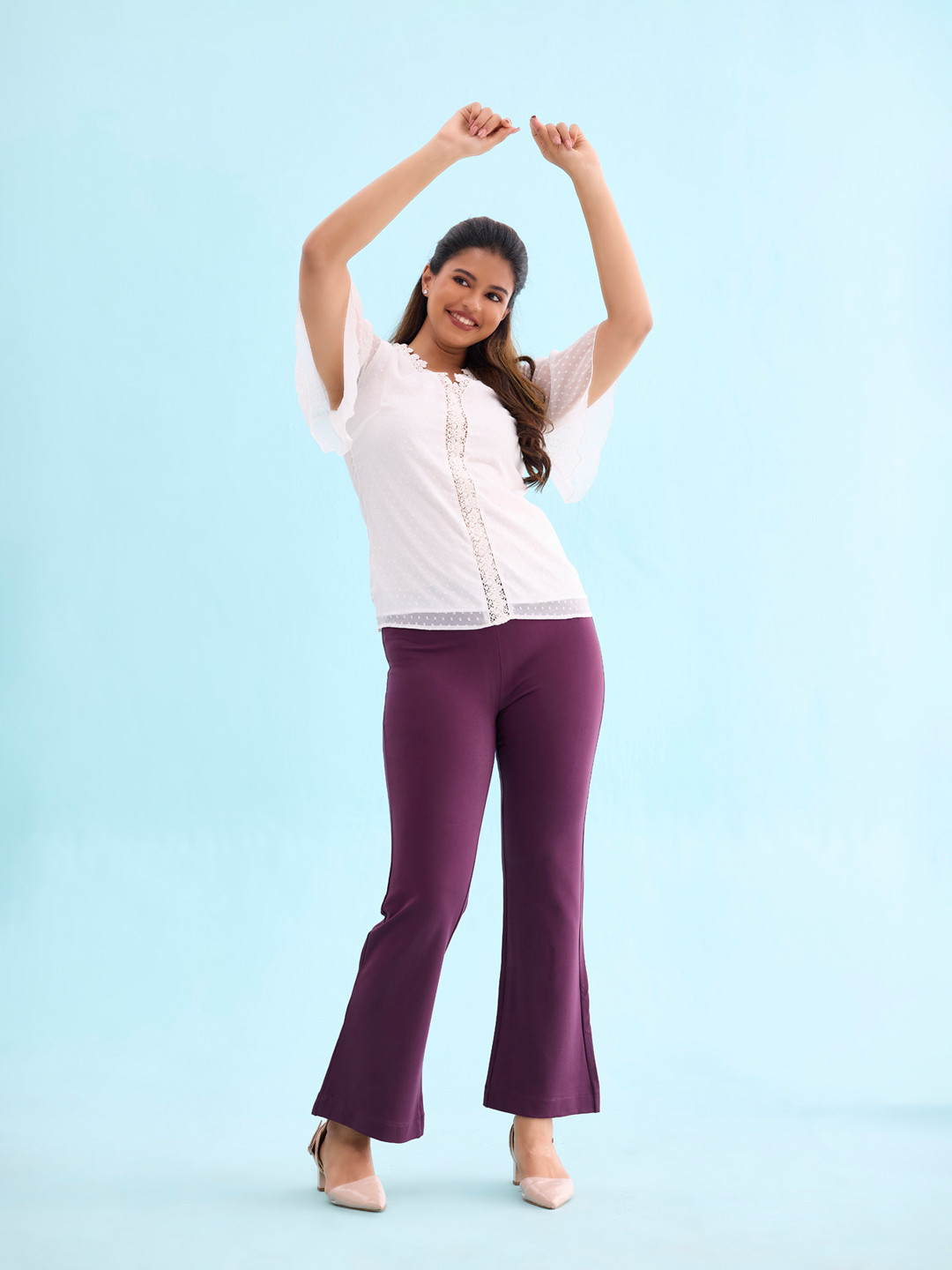 Go Colors Women Flared High-Rise Trouser