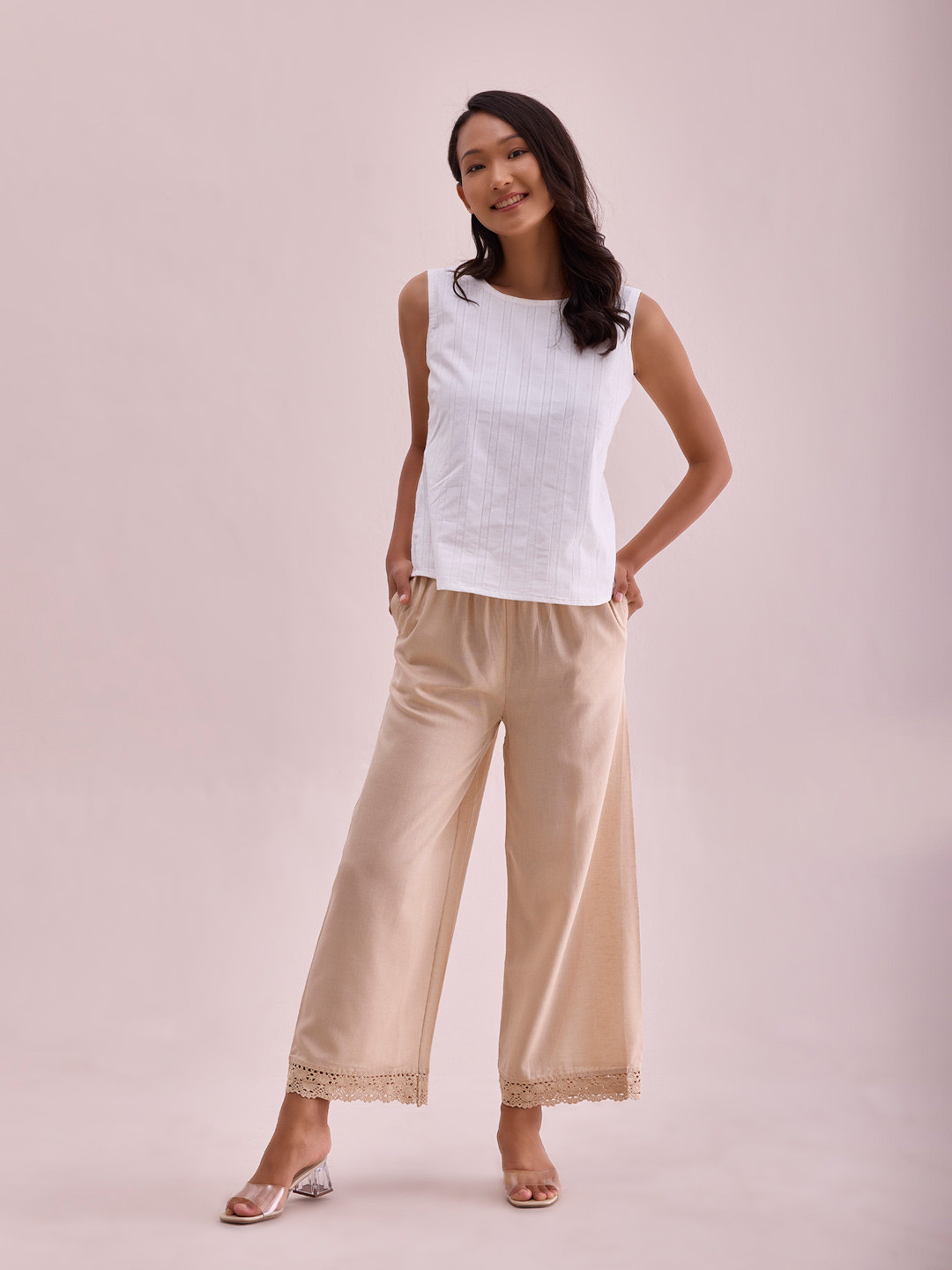 Go Colors Women Mid-Rise Parallel Palazzos