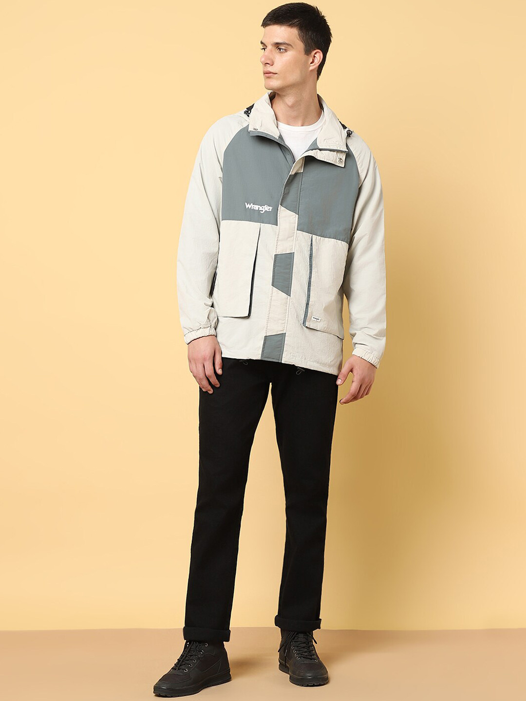 Wrangler Unisex Colourblocked Lightweight Longline Windcheater Bomber Jacket