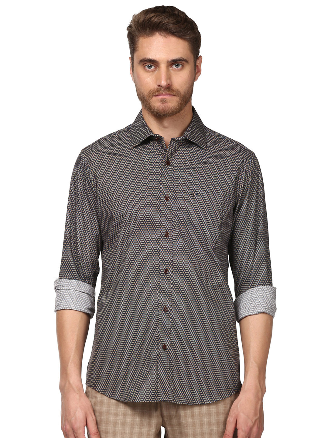 ColorPlus Men Brown Regular Fit Printed Casual Shirt