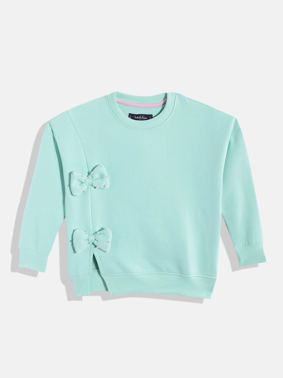 White Snow Girls Bow Detail Sweatshirt