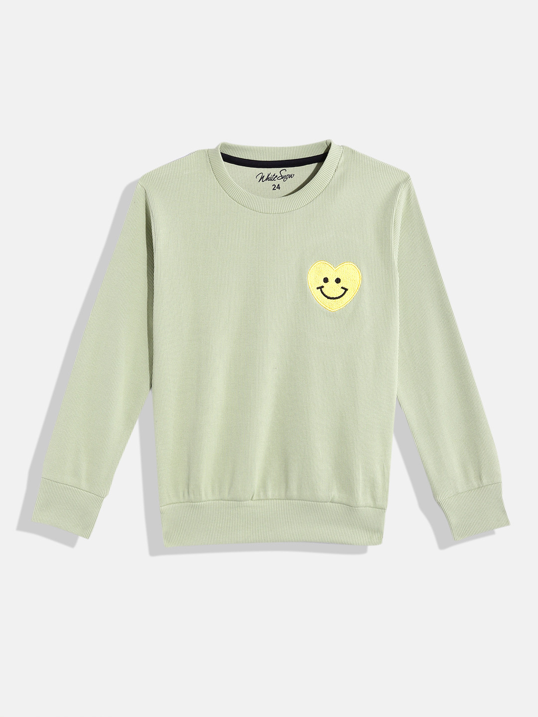 White Snow Girls Smiley Applique Sweatshirt