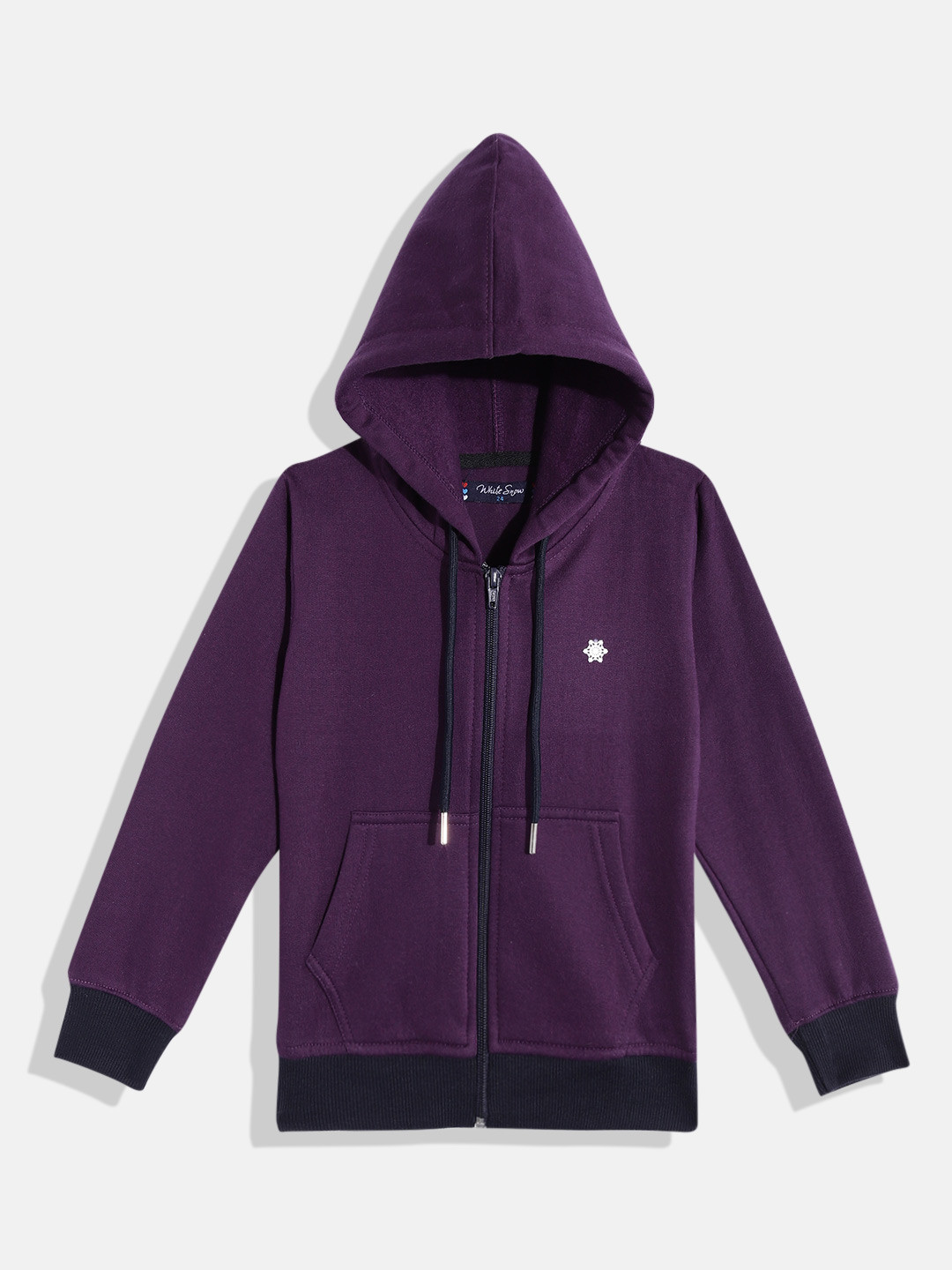 White Snow Girls Hooded Front Open Sweatshirt