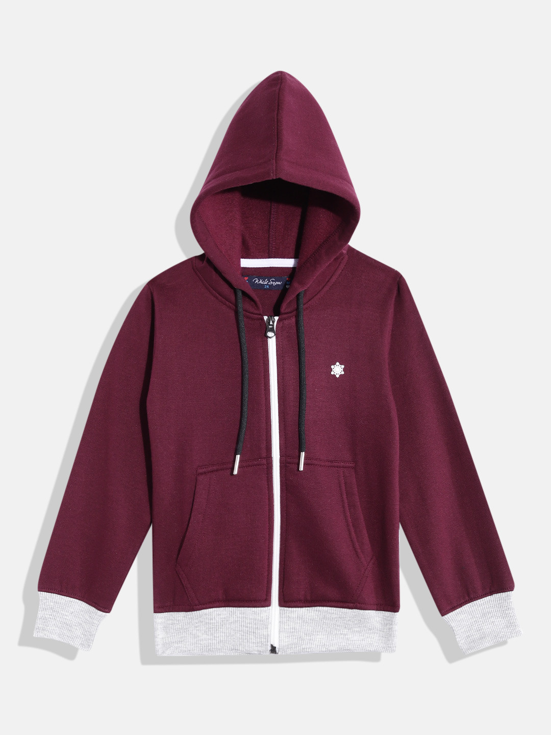 White Snow Girls Hooded Front Open Sweatshirt