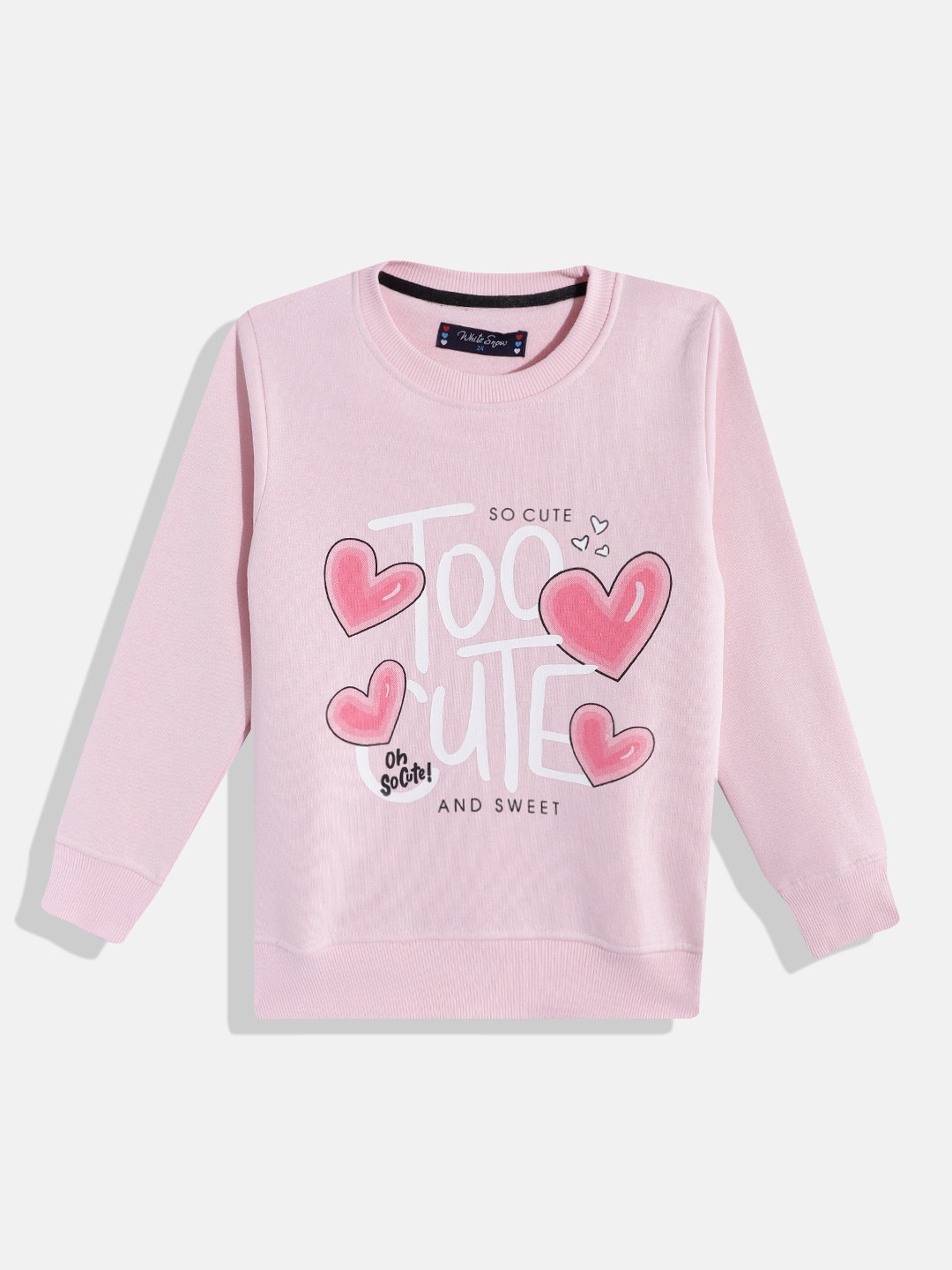 White Snow Girls Typography & Conversational Printed Sweatshirt