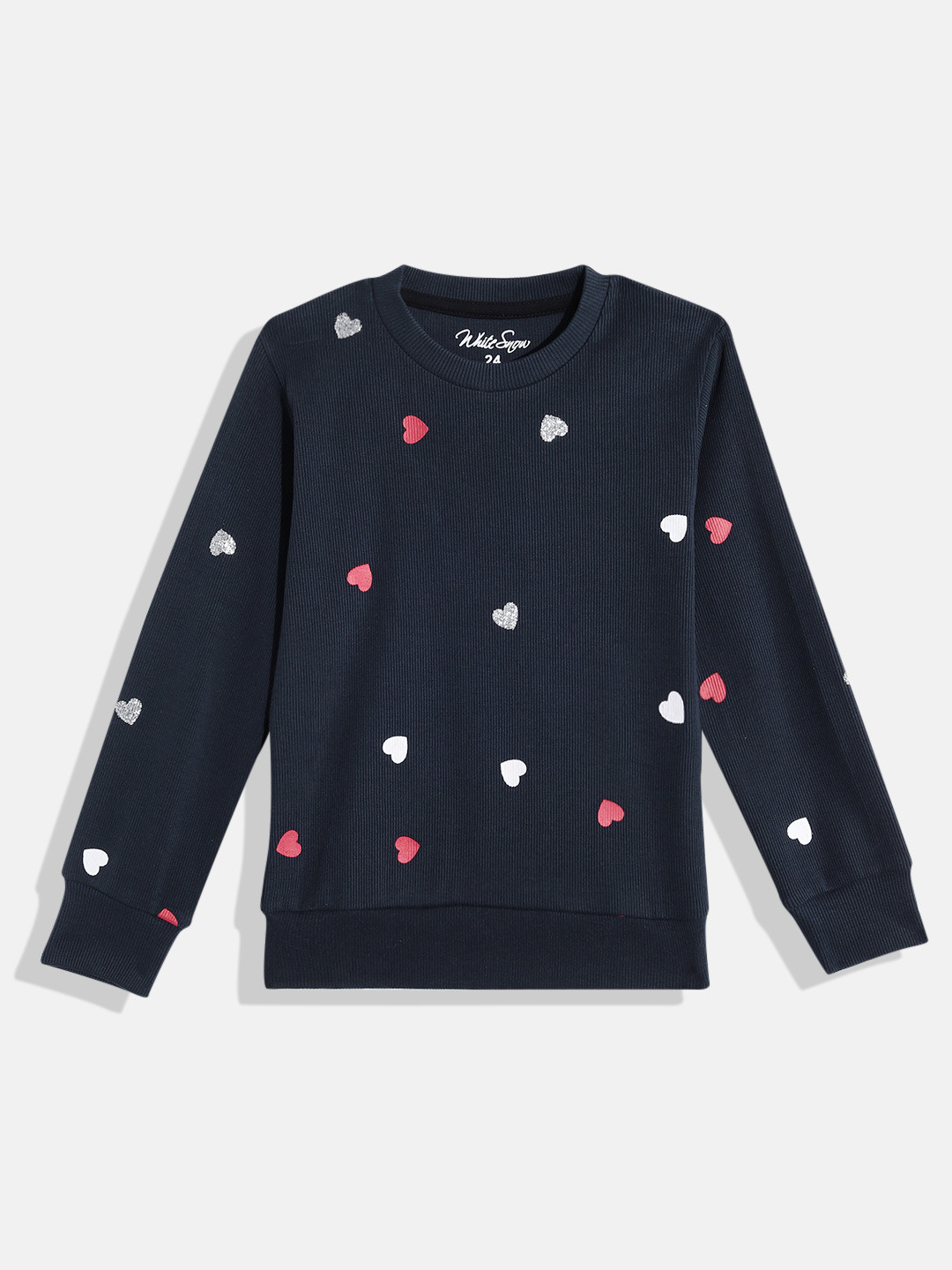 White Snow Girls Conversational Printed Sweatshirt