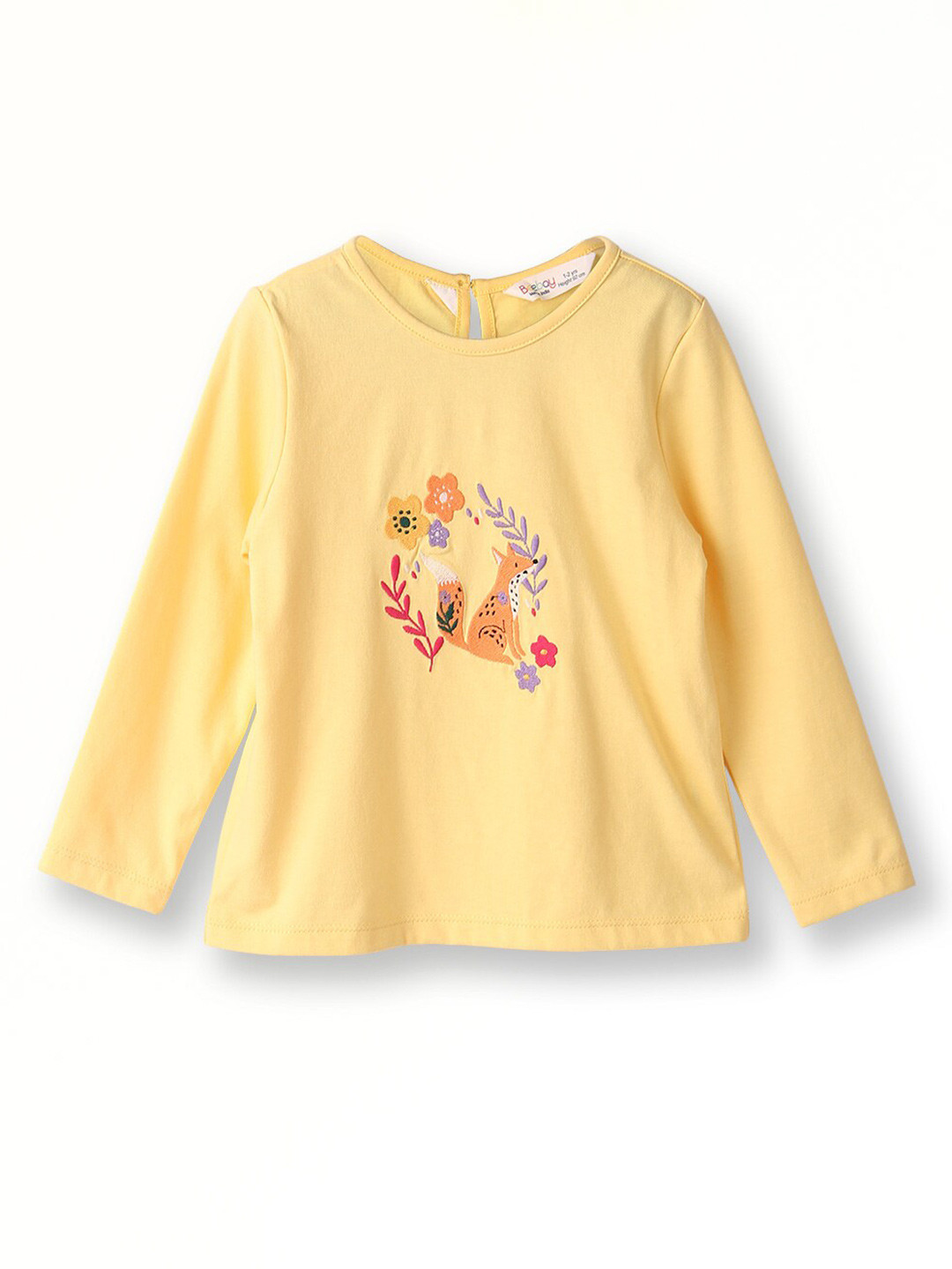 Beebay Girls Round Neck Long Sleeve Embroidered Pure Cotton Regular T-shirt