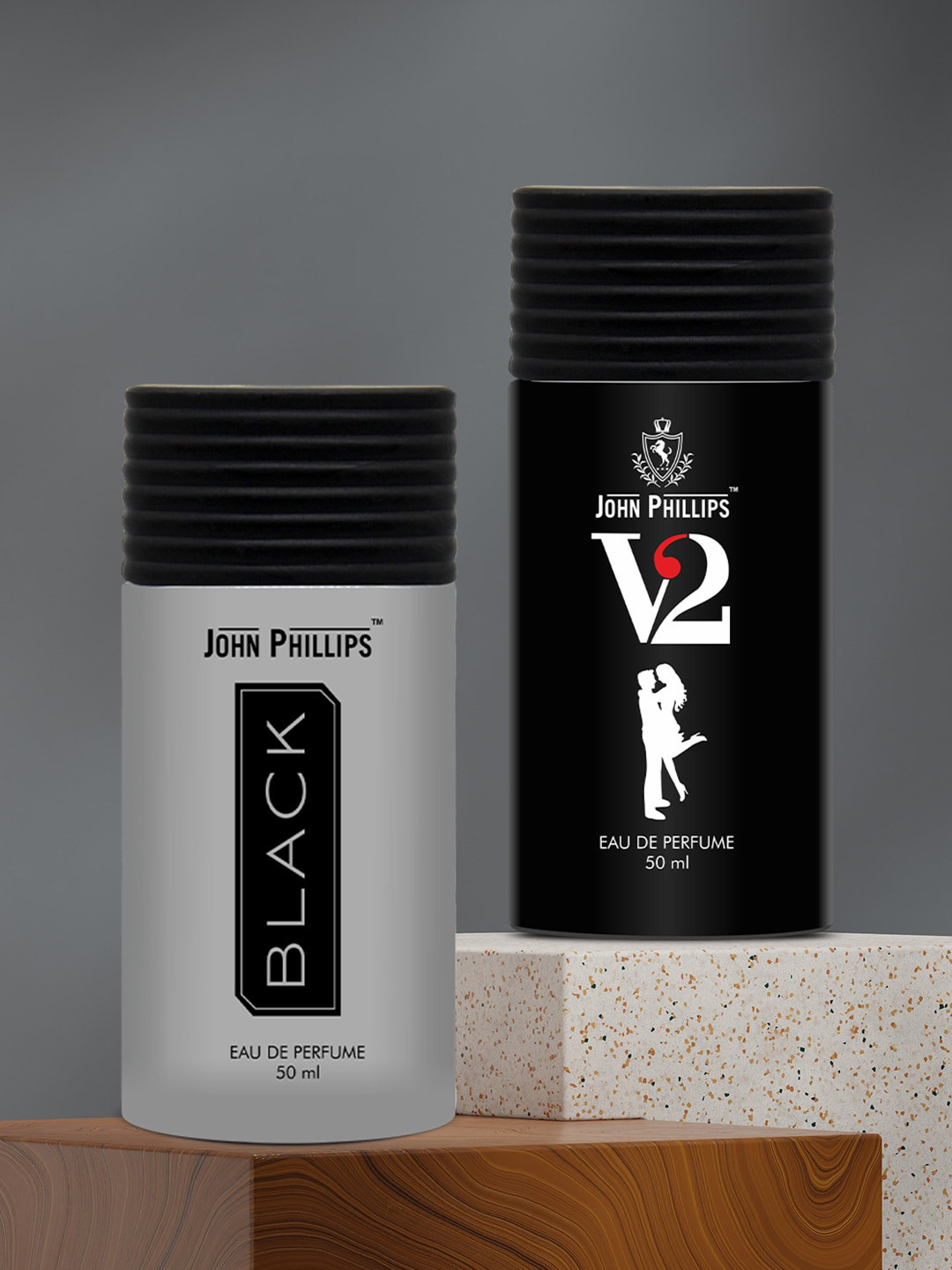 JOHN PHILLIPS Set Of 2 Luxury Black & V2 Eau De Parfum 50ml Each