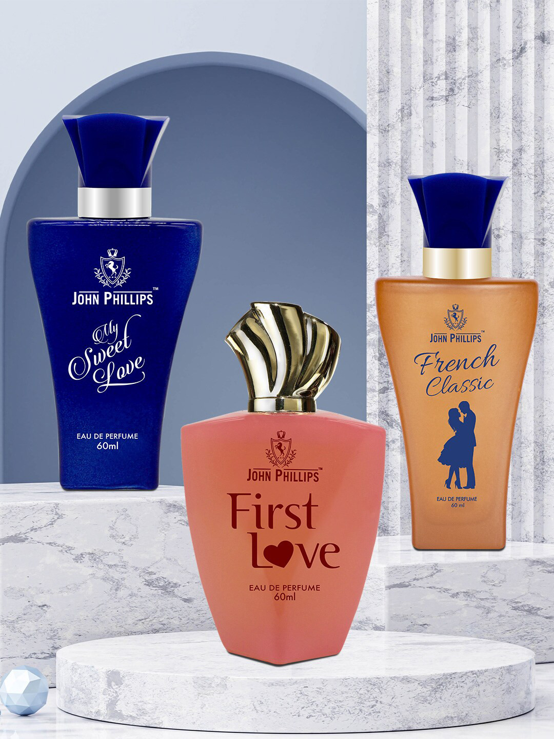 JOHN PHILLIPS Women Luxury 3Pcs My Sweet Love - First Love & French Classic EDP 60ml Each