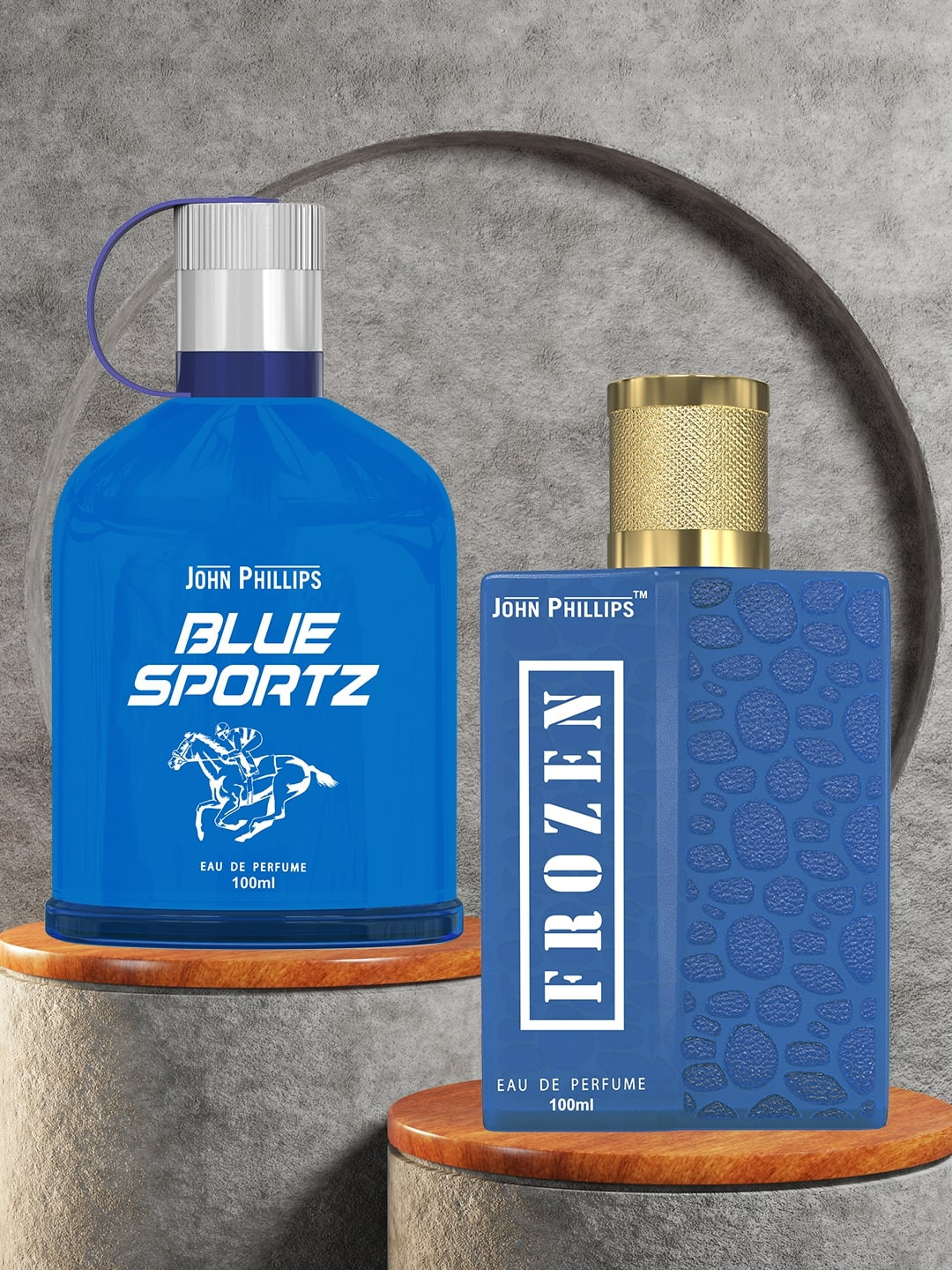 JOHN PHILLIPS Men Set Of 2 Luxury Blue Sportz & Frozen Eau De Parfum 100ml Each