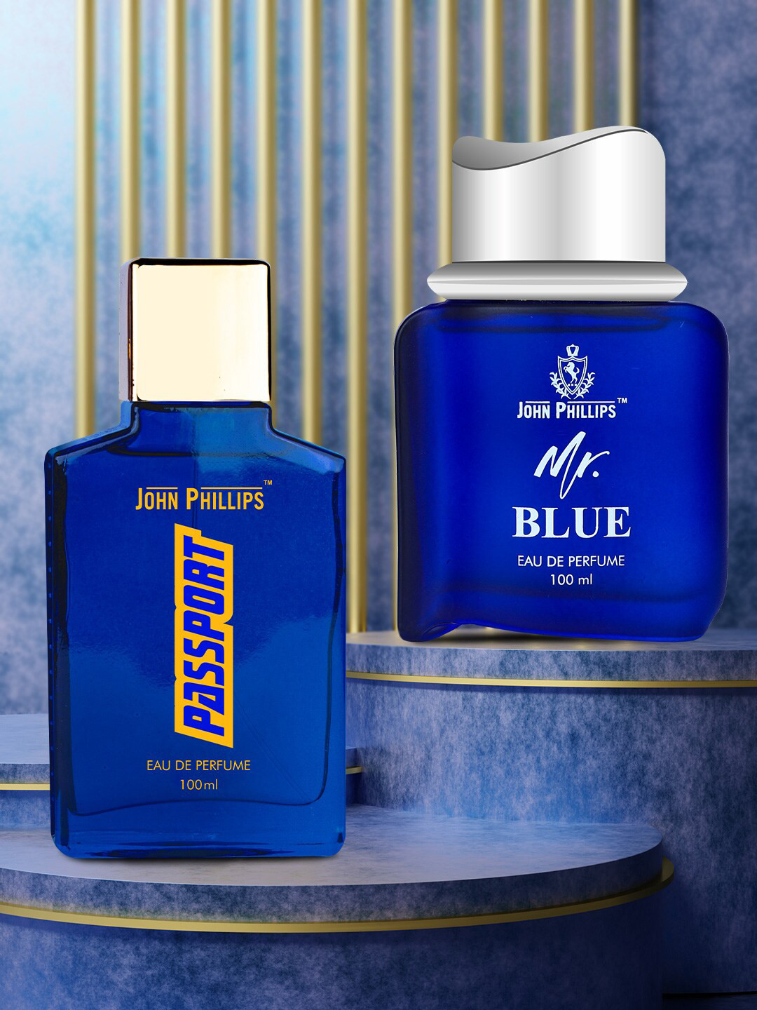 JOHN PHILLIPS Men Luxury Set Of 2 Passport & Mr Blue Eau De Perfume - 100ml Each