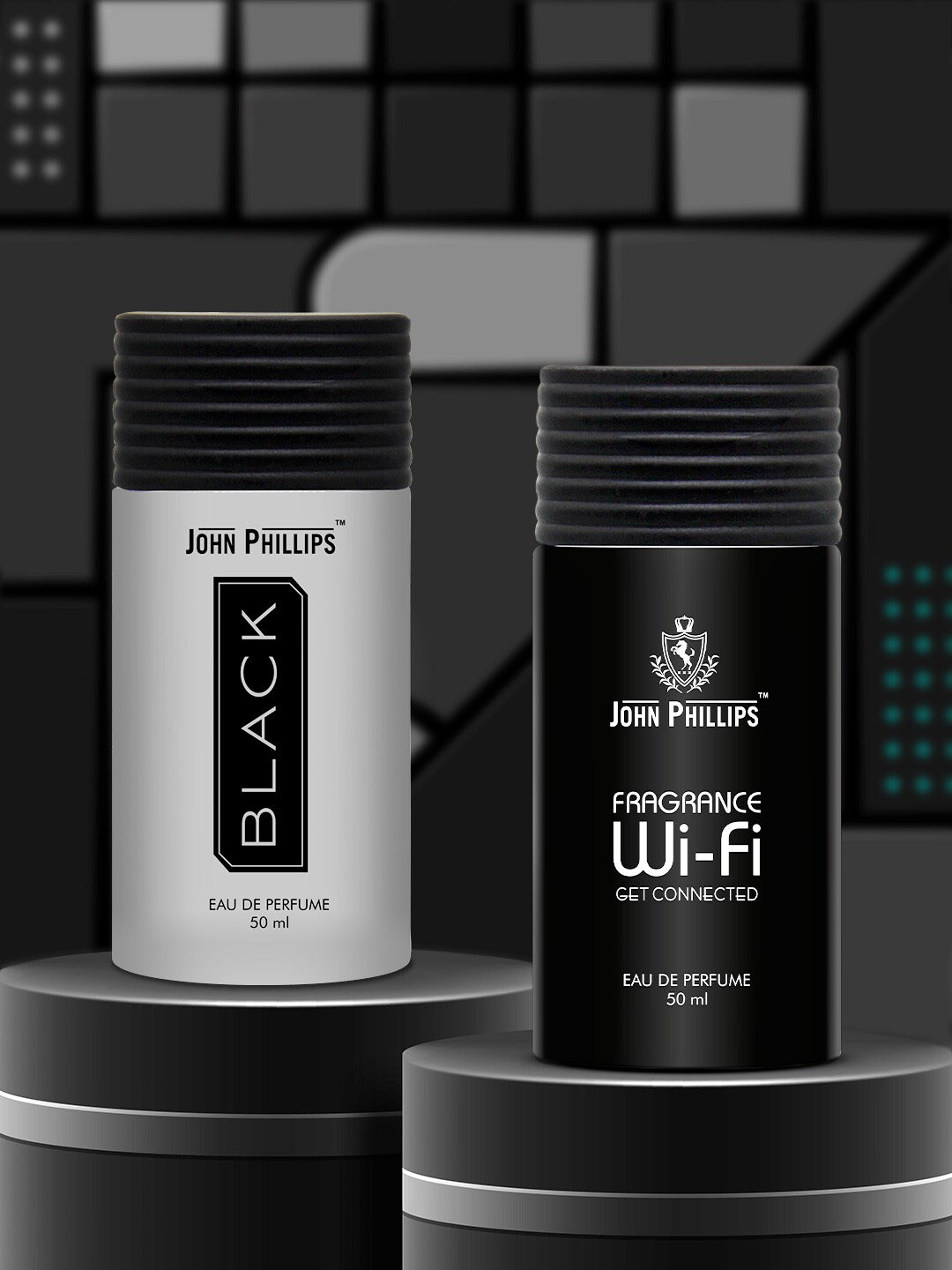 JOHN PHILLIPS Men Set Of 2 Luxury Black & Wi-Fi Eau De Perfume 50ml Each