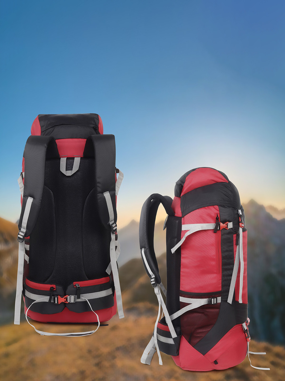 WROGN Red Color Blocked Compartment Rucksack