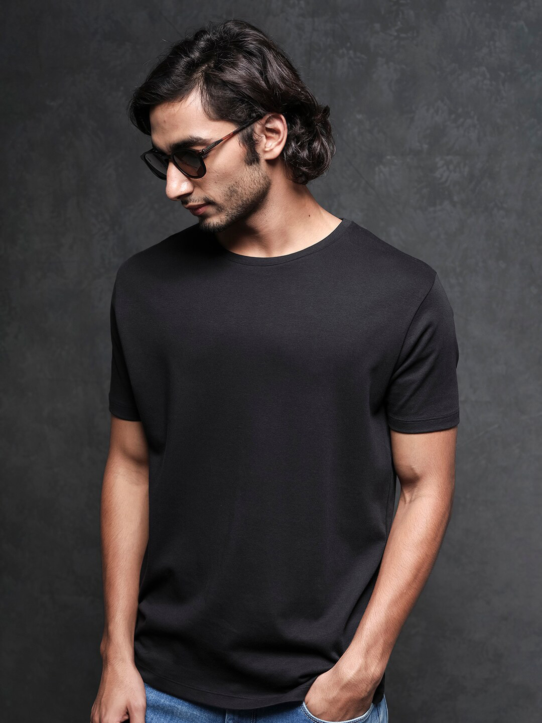 RARE RABBIT Men Gis-1 Round Neck Cotton Slim Fit T-Shirt