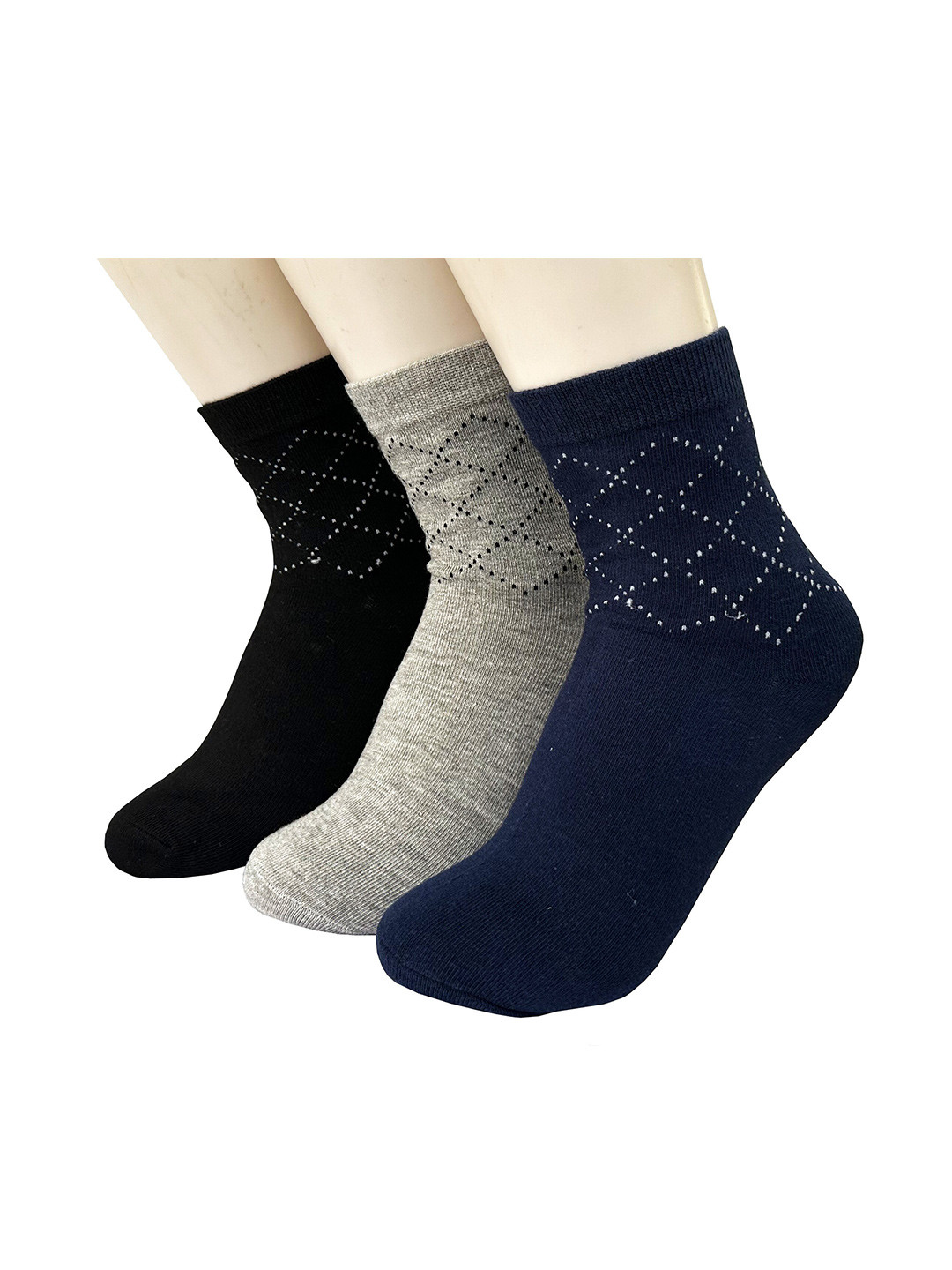 Alexvyan Men Pack of 3 Patterned Calf-Length Summer Soft Socks