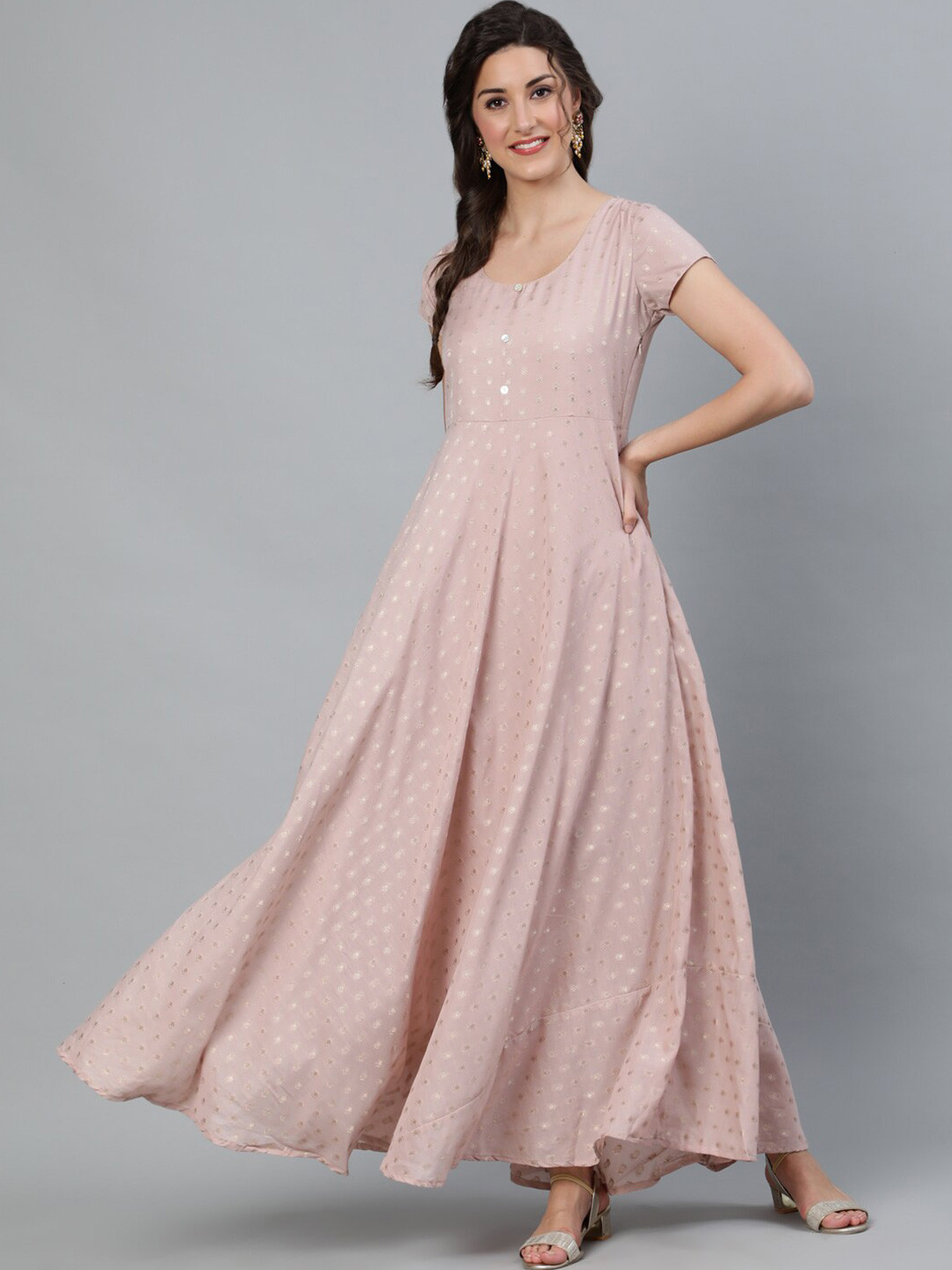 AKS Couture Ethnic Motifs Printed Silk Maxi Dress