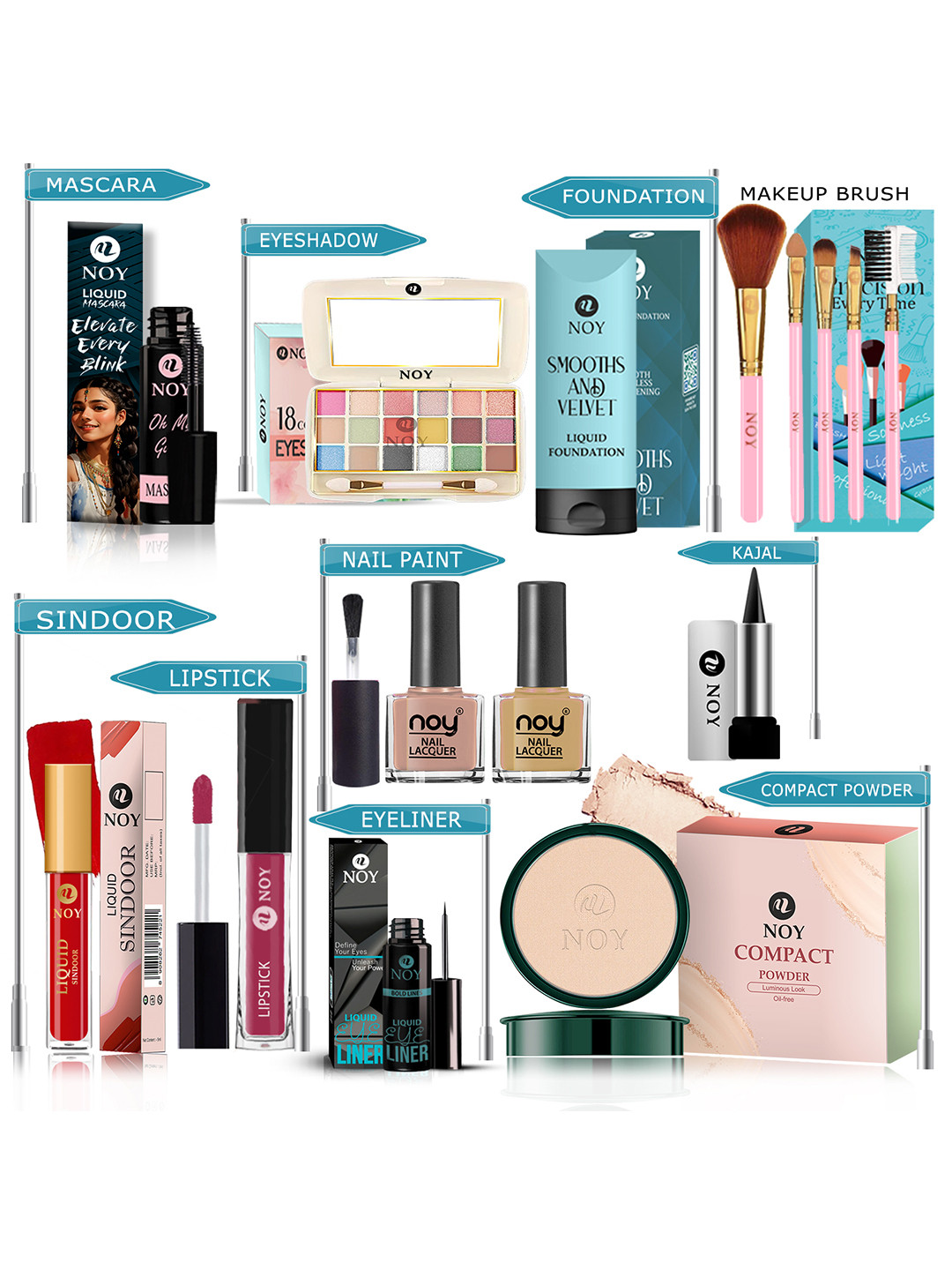 NOY Set Of 15 Combo Icona Makeup Gift Set - #YN186