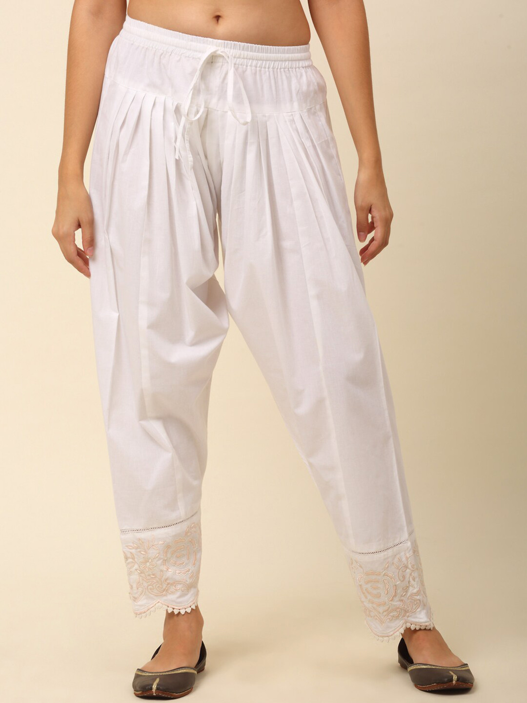 Laado - Pamper Yourself Women Mid-Rise Laced Bottom Pure Cotton Loose-Fit Salwars