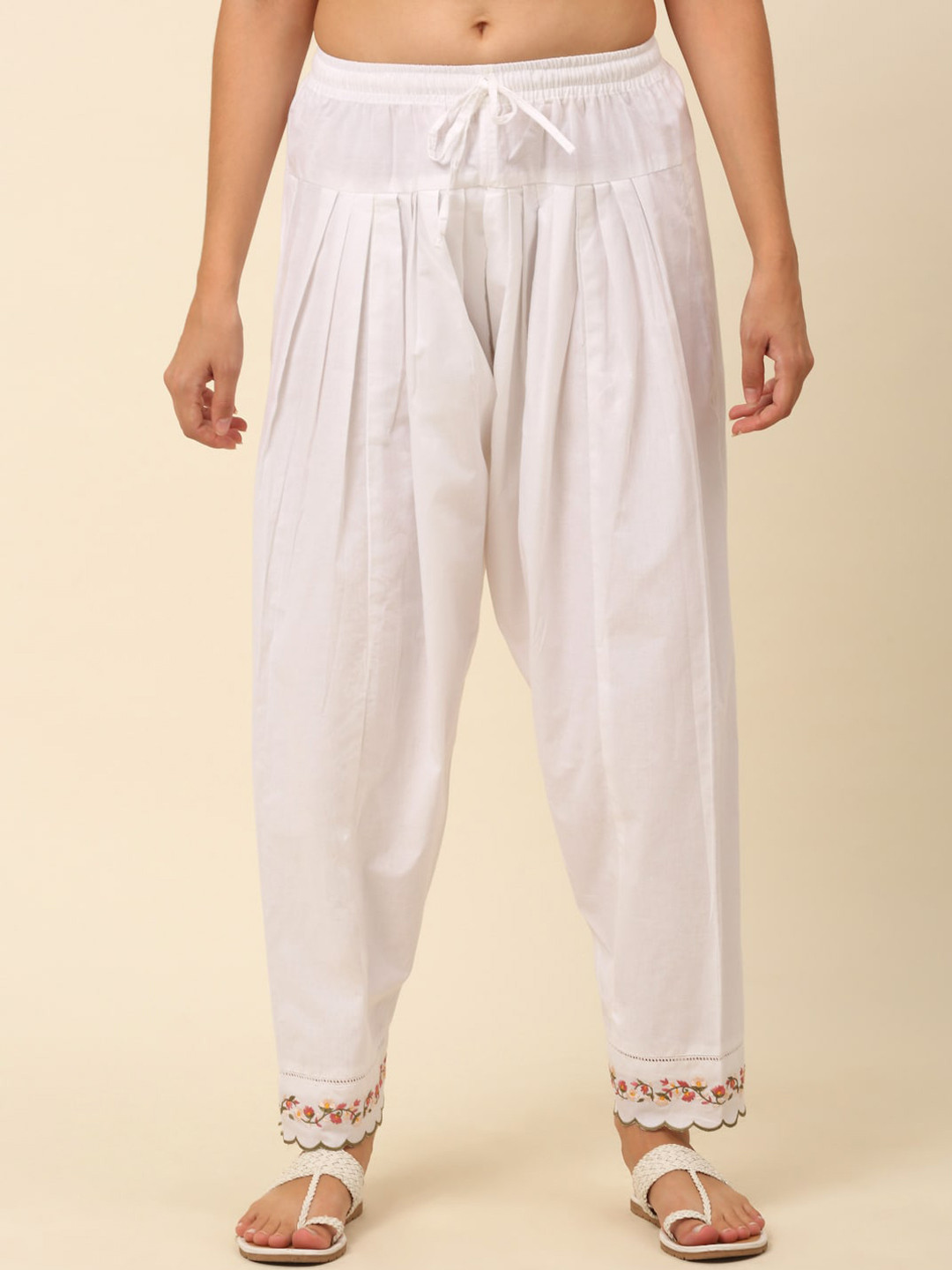 Laado - Pamper Yourself Women Embroidered Mid-Rise Loose-Fit Pure Cotton Salwars