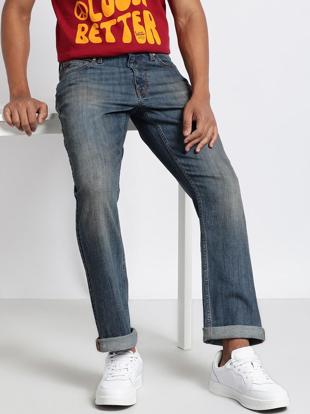 Lee Men Rodeo Light Fade Stretchable Cotton Regular Jeans