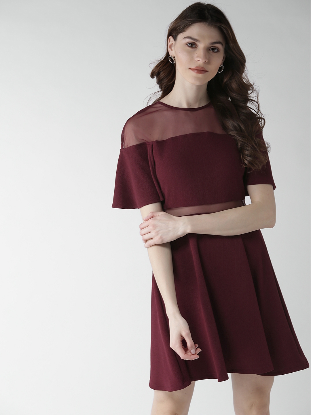 burgundy flare dress