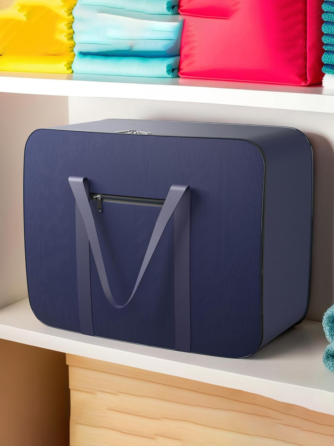 Kuber Industries Blue Underbed Storage Bag With Handle