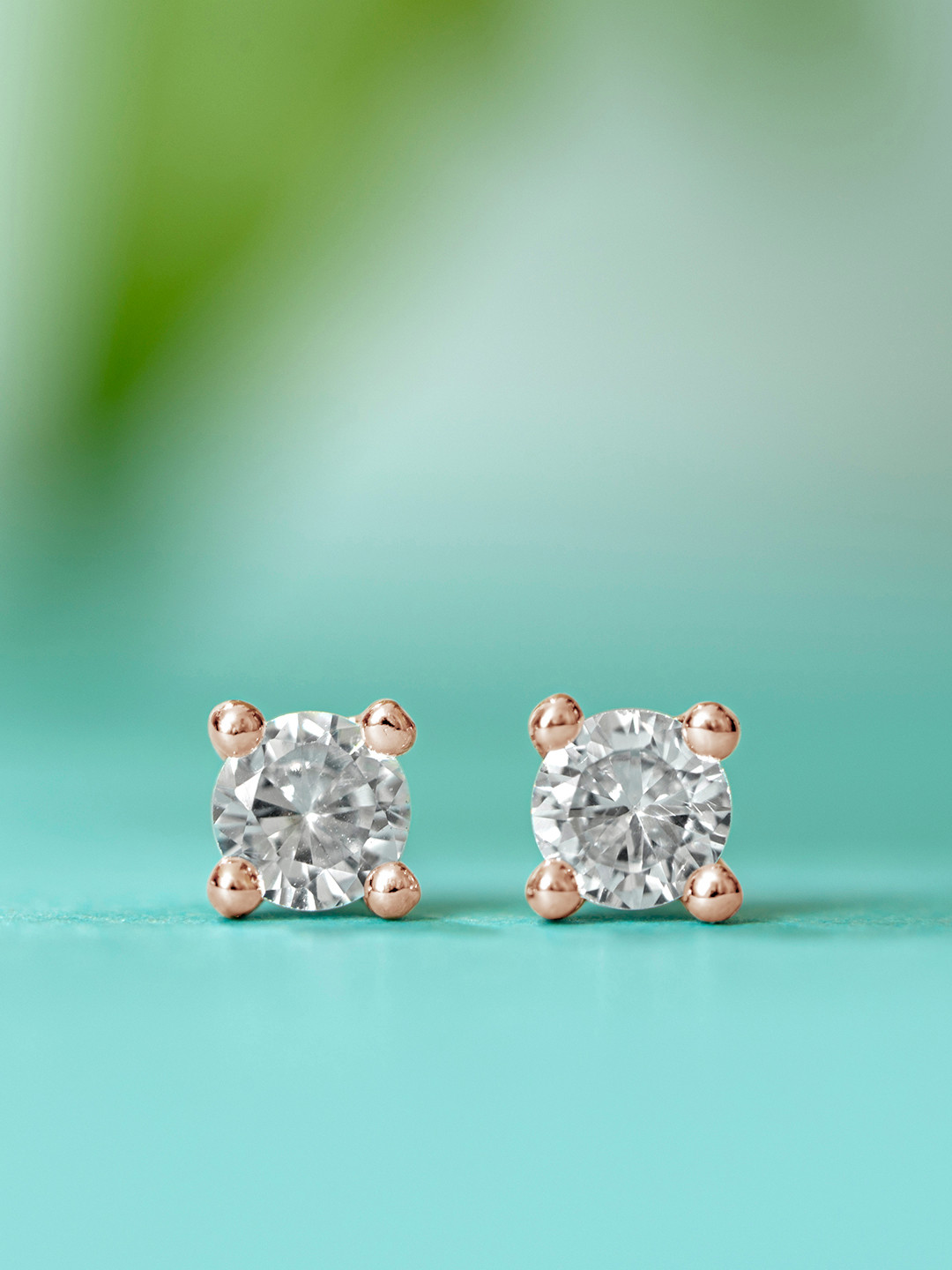 Zavya Rose Gold-Plated Diamond Shaped Studs Earrings