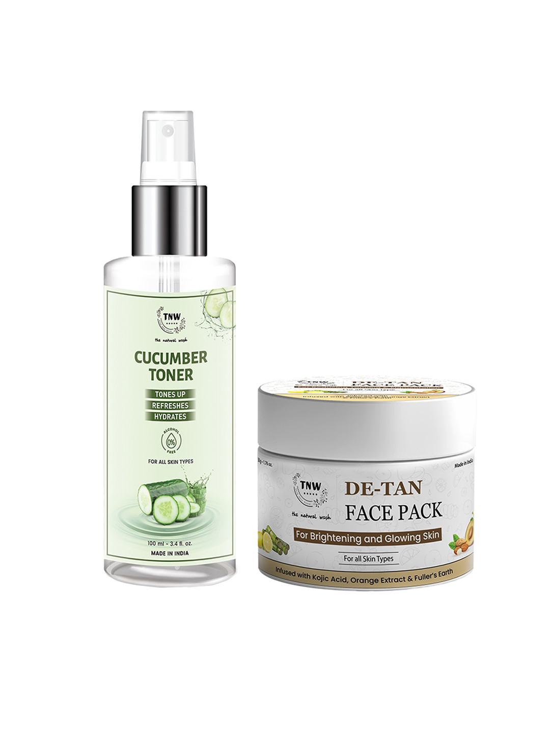 TNW the natural wash Set Of 2 De Tan Pack 50gm&  Cucumber Toner 100ml