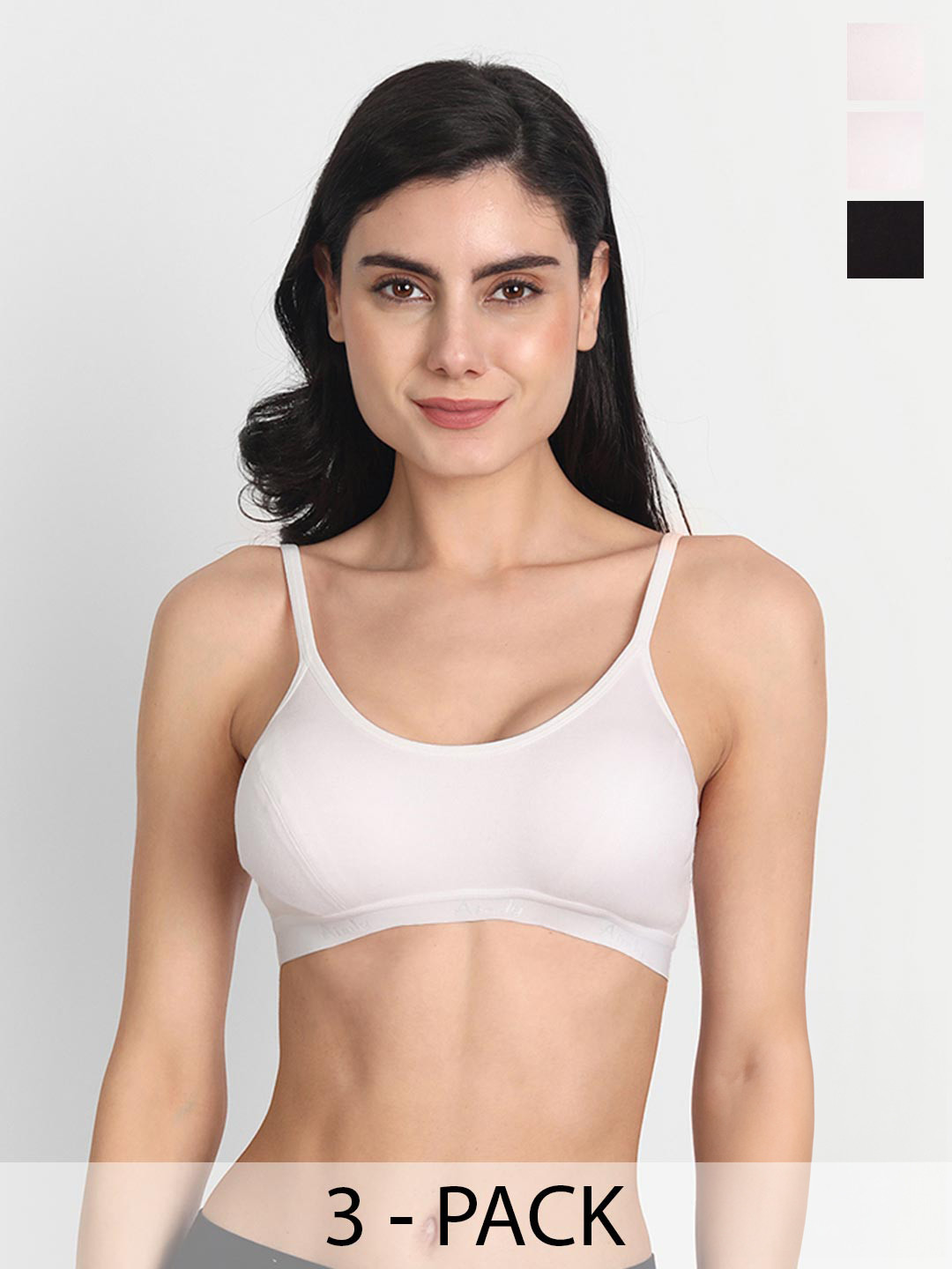 Aimly  Pack Of 3 Medium Coverage High Support Cotton Sports Bras With All Day Comfort