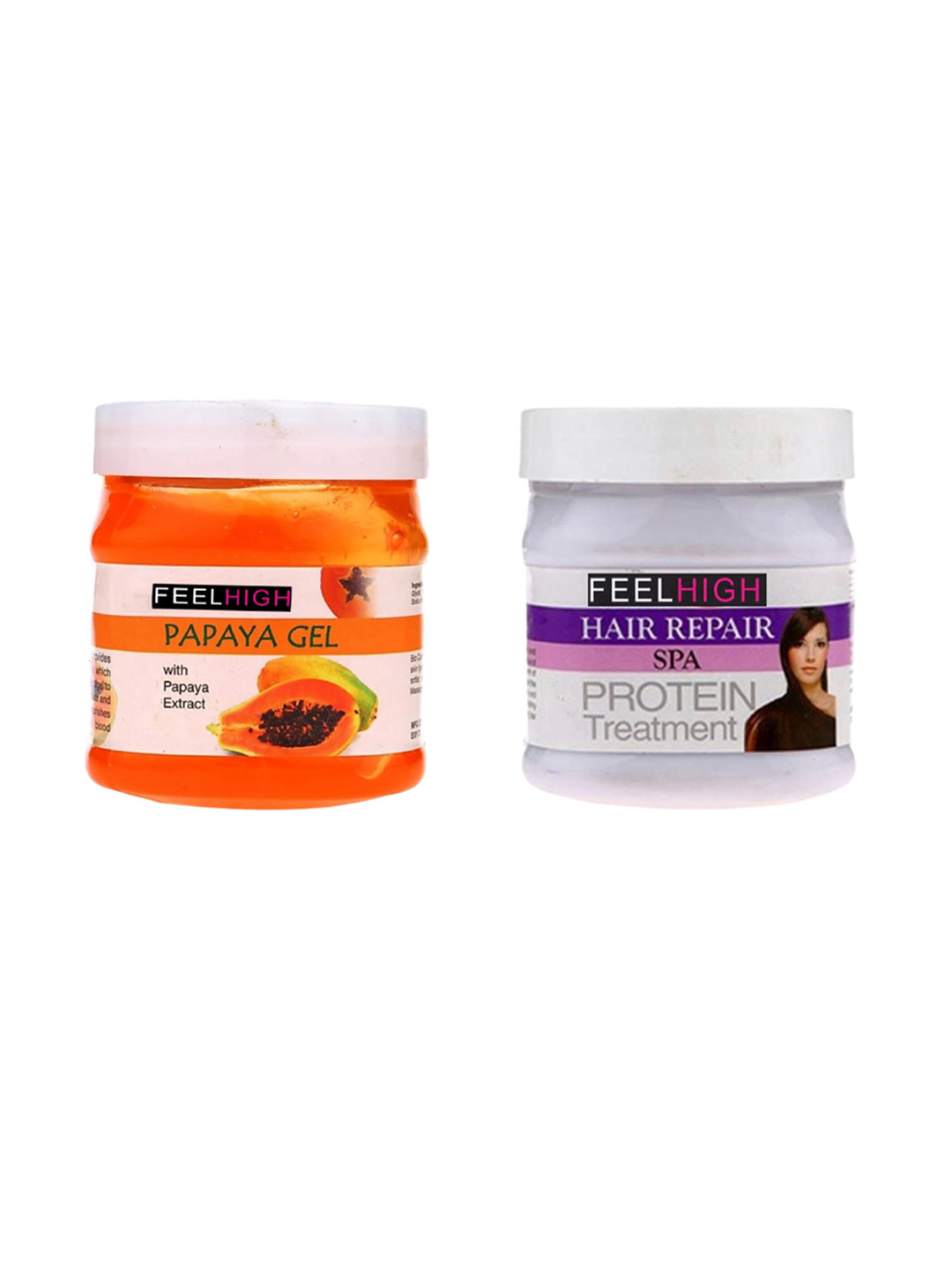 FEELHIGH Combo Of Papaya Face Gel & Hair Repair Spa Protein Treatment Mask - 500ml Each