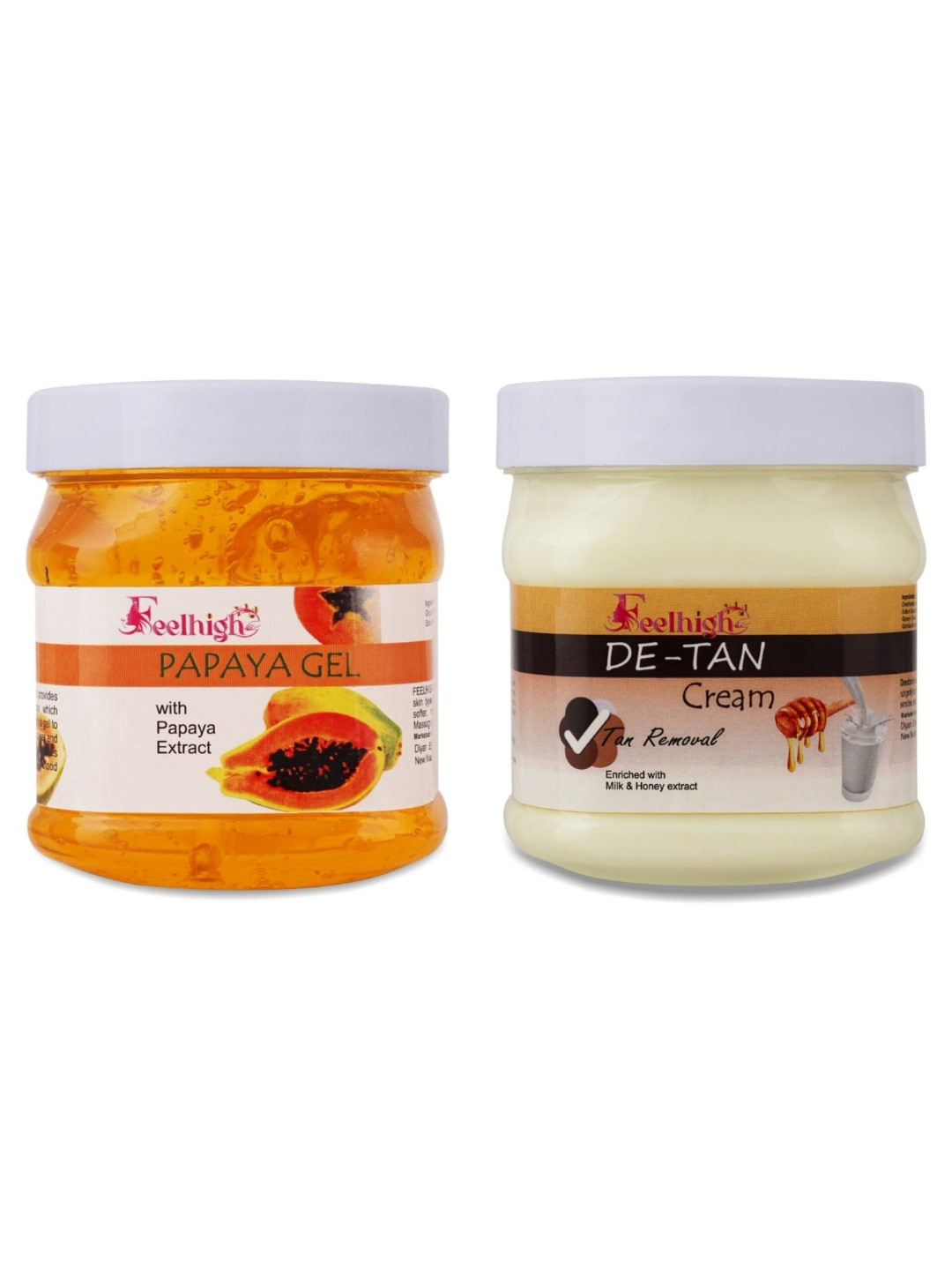 FEELHIGH Combo Of Papaya Face Gel & De-Tan Tan Removal Cream - 500ml Each