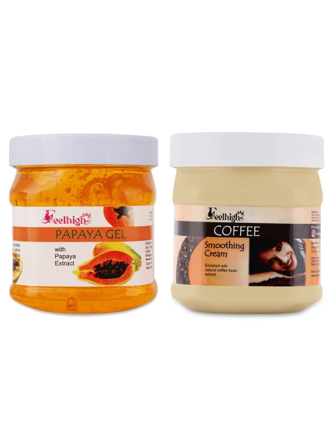 FEELHIGH Combo Of Papaya Face Gel & Coffee Smoothing Cream - 500ml Each