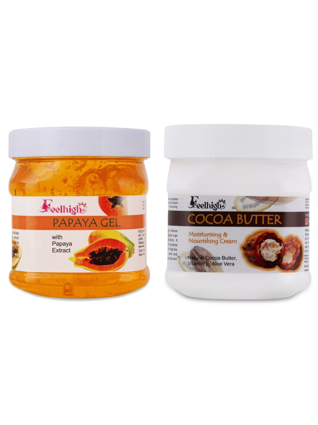 FEELHIGH Combo Of Papaya Face Gel & Cocoa Butter Nourishing Cream - 500ml Each